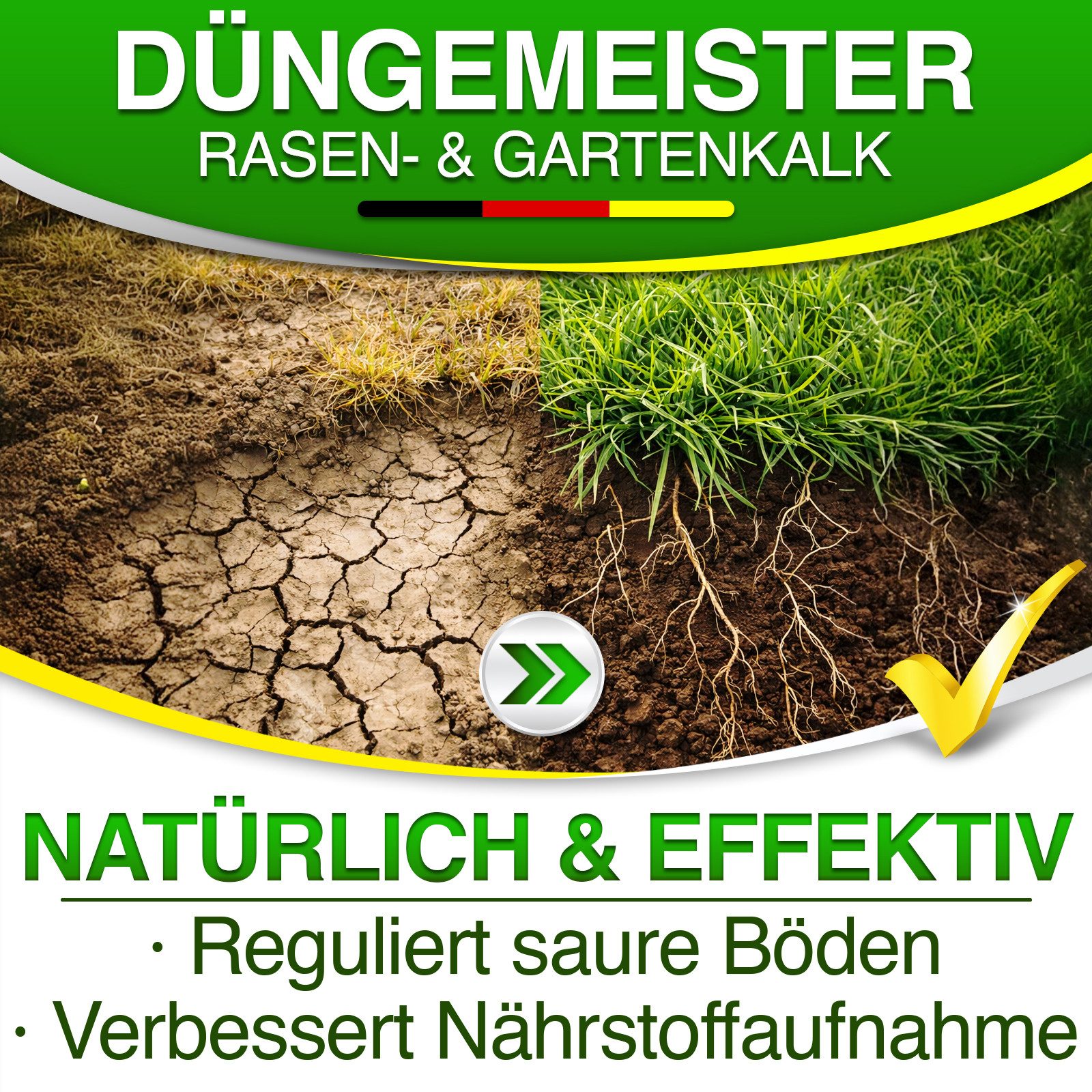 DÜNGEMEISTER Rasenkalk hochwertiger Rasen- & Gartenkalk 10/20/30kg, zur pH-Optimierung und Bodenverbesserung