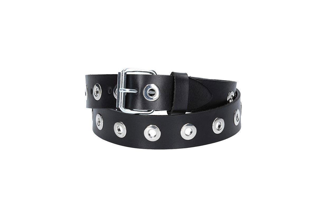 kiddybelts Ledergürtel Ledergürtel Kids 25mm in Schwarz mit Ösen und Schließe in Silber (KB14-790, 1-St) sehr weiches Vollrindleder