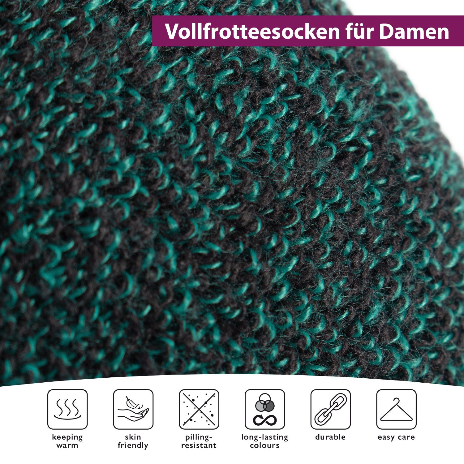 Socken Damen Socken Effekt Thermosocken Winter (6 Paar) Grau/Orange Frottee mit Thermo Footstar