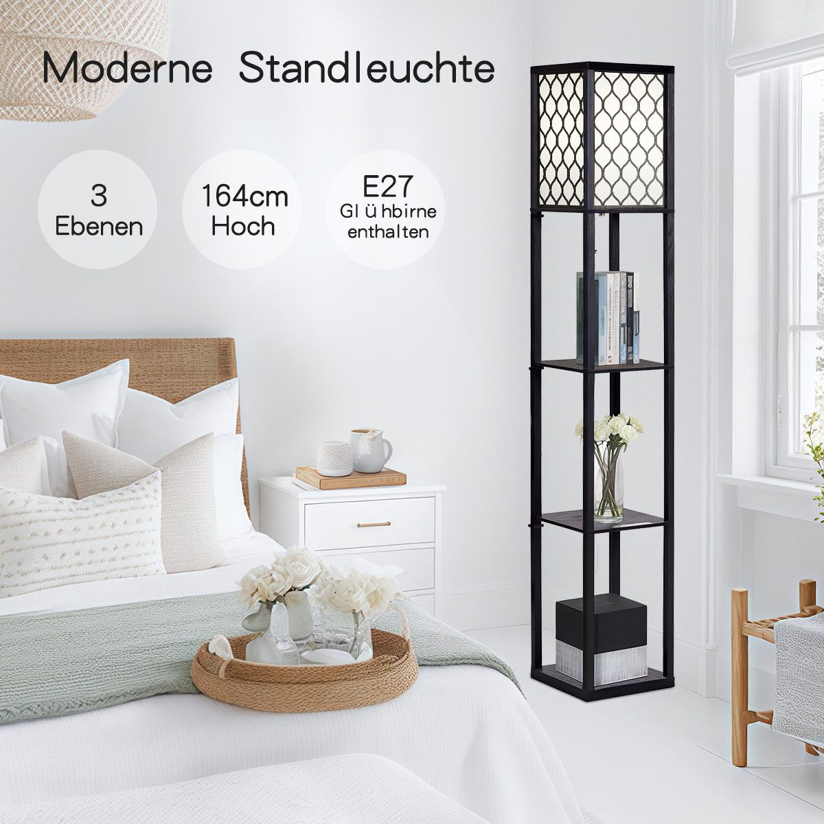 Simloveve LED Stehlampe Stehleuchte mit Regal, günstig online kaufen