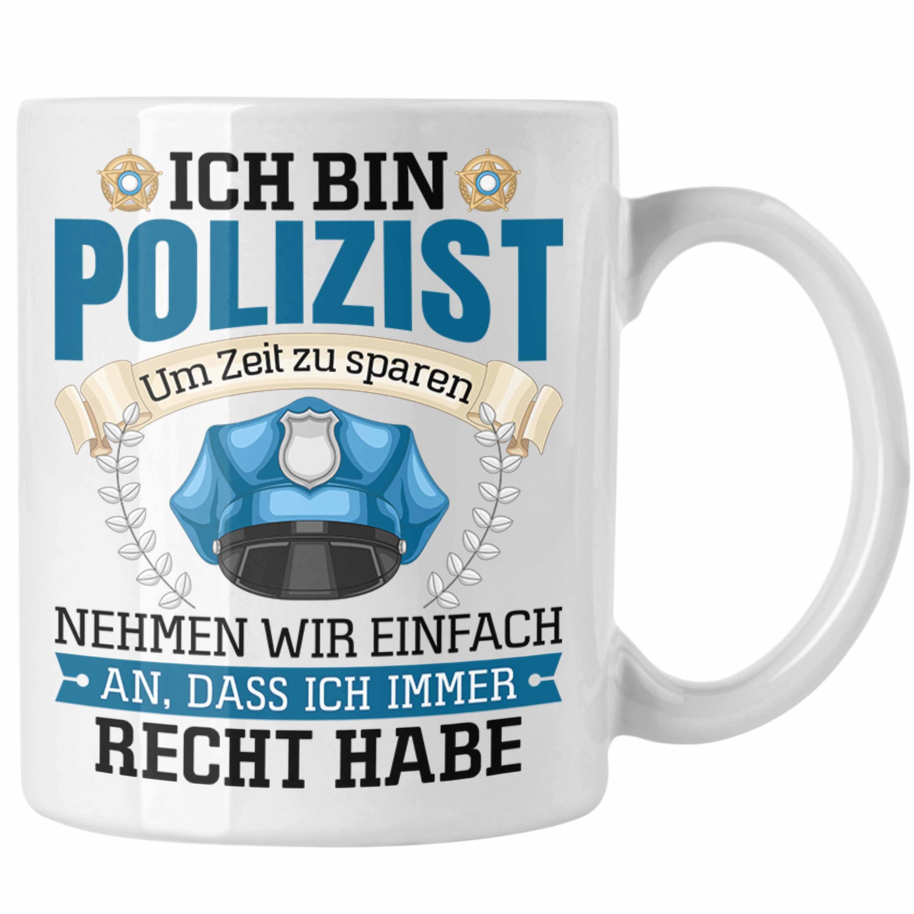 Trendation Tasse Polizist Tasse Geschenk Lustiger Spruch Männer Bester Polizei Weiss