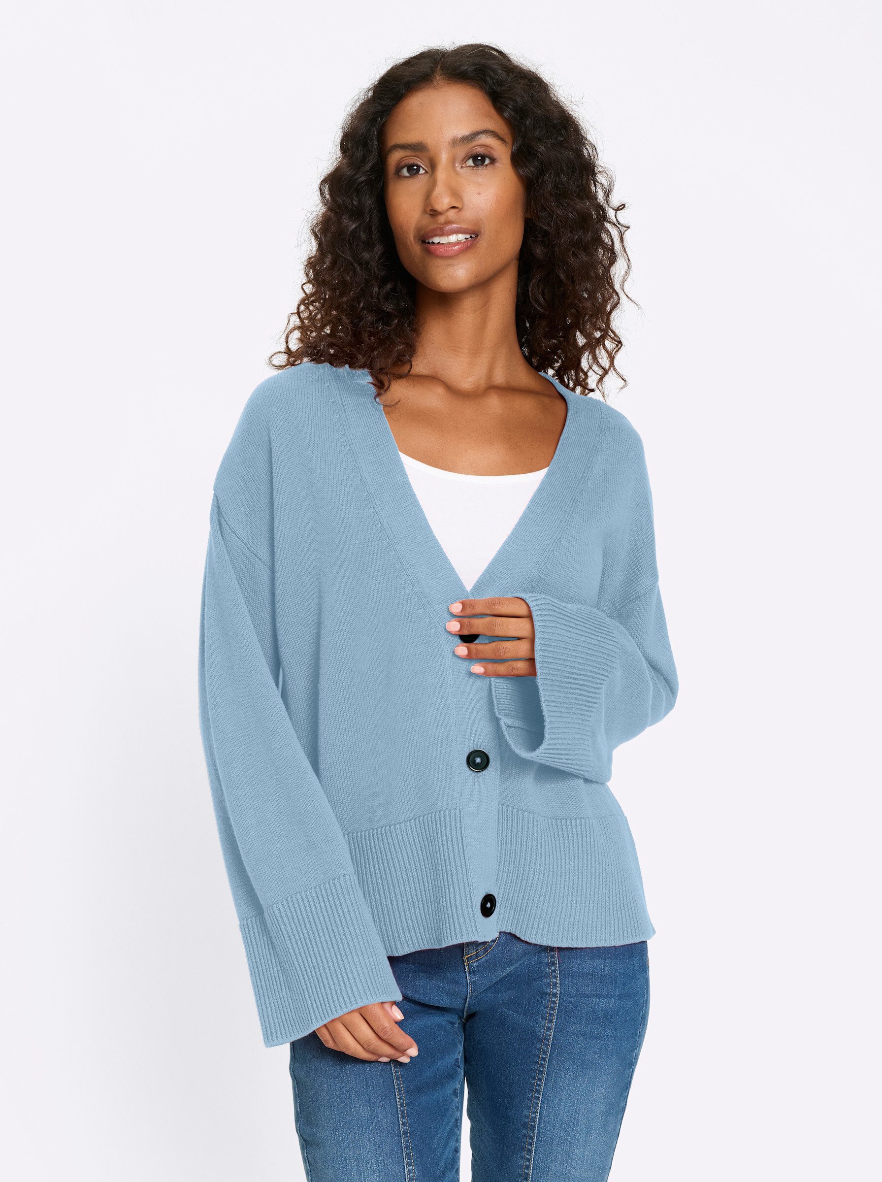 Strickjacke Cardigan Langarm Feinstrick