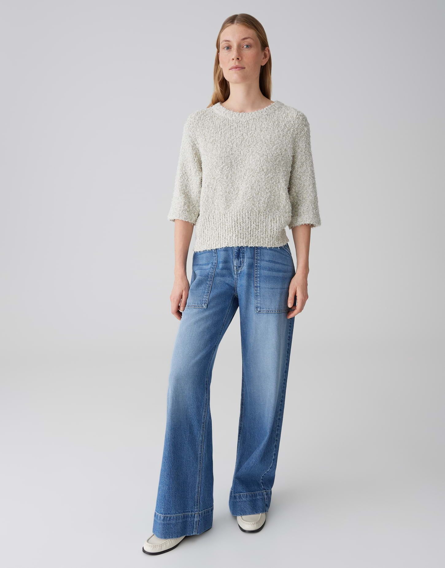 OPUS Strickpullover Pamos Halbarm mit Rundhalsausschnitt