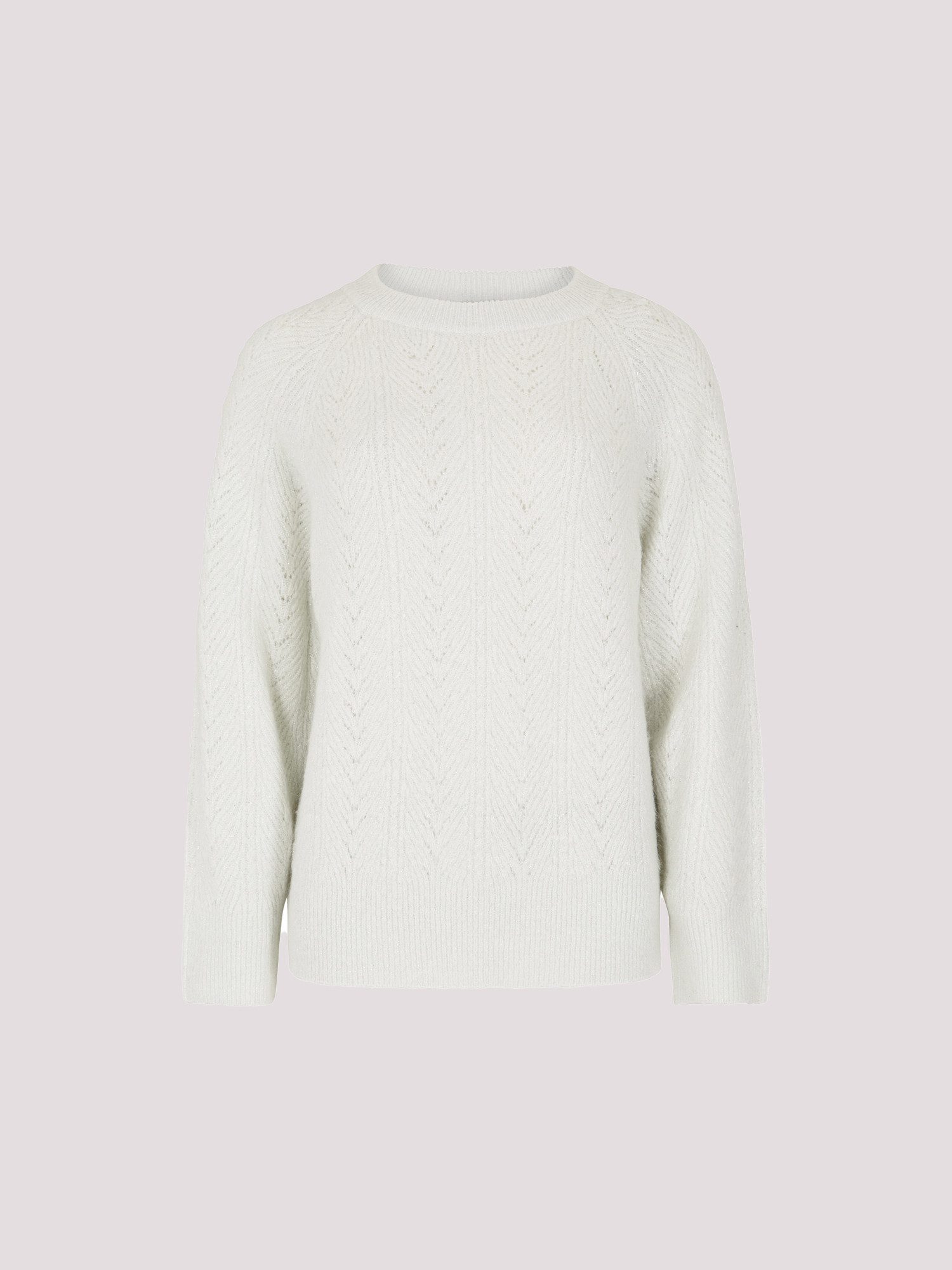 Apricot Strickpullover Chevron-Lurex-Pullover mit Strukturmuster