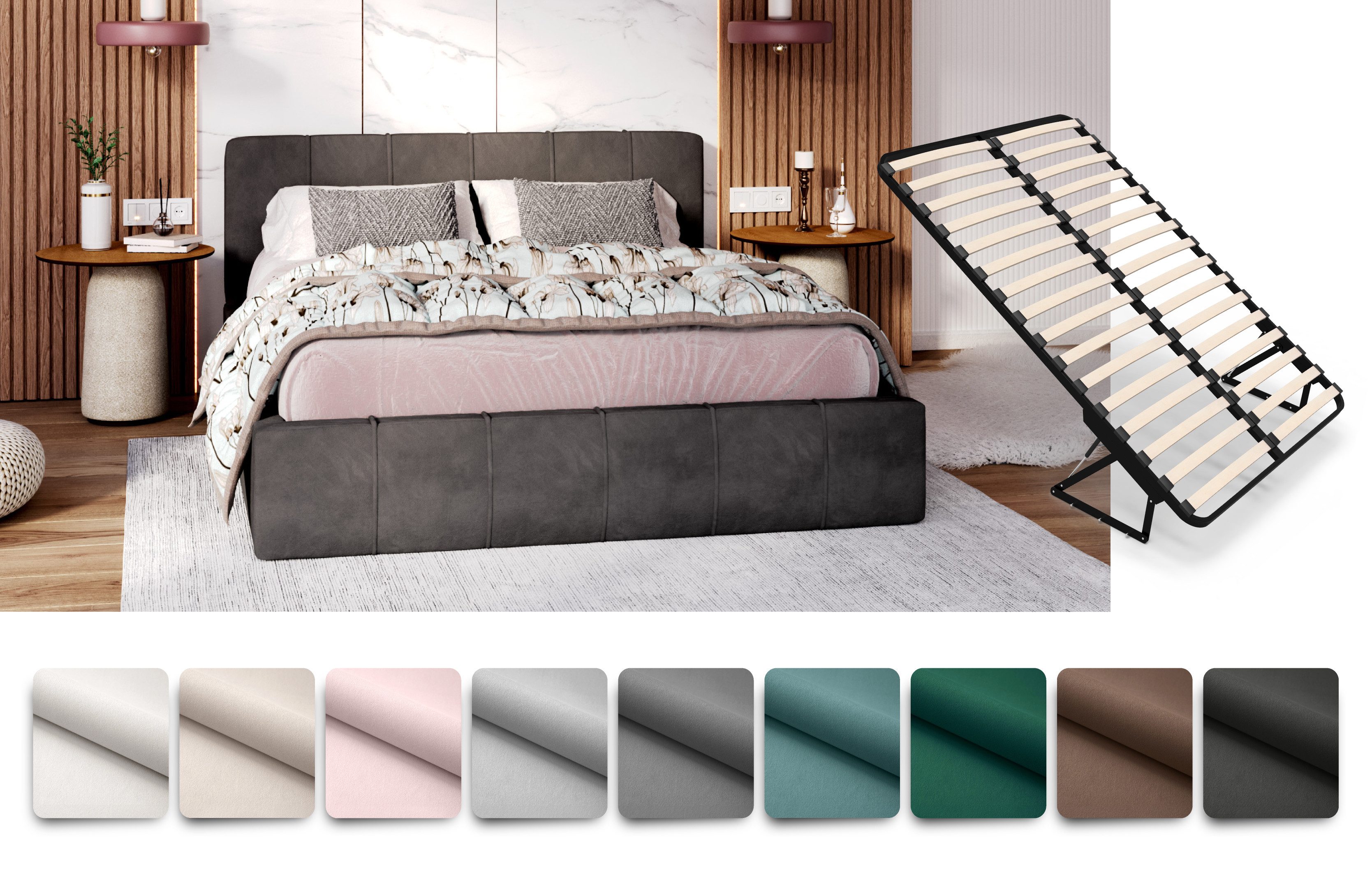 FDM Polsterbett FLORIDA Bettgestell 90x200, 120x200, günstig online kaufen