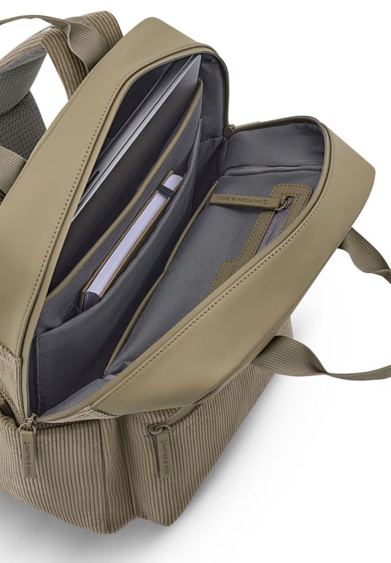 Kapten & Son Rucksack Bergen Pro Cord, Laptopfach, Antidiebstahlfach, Kofferbefestigung