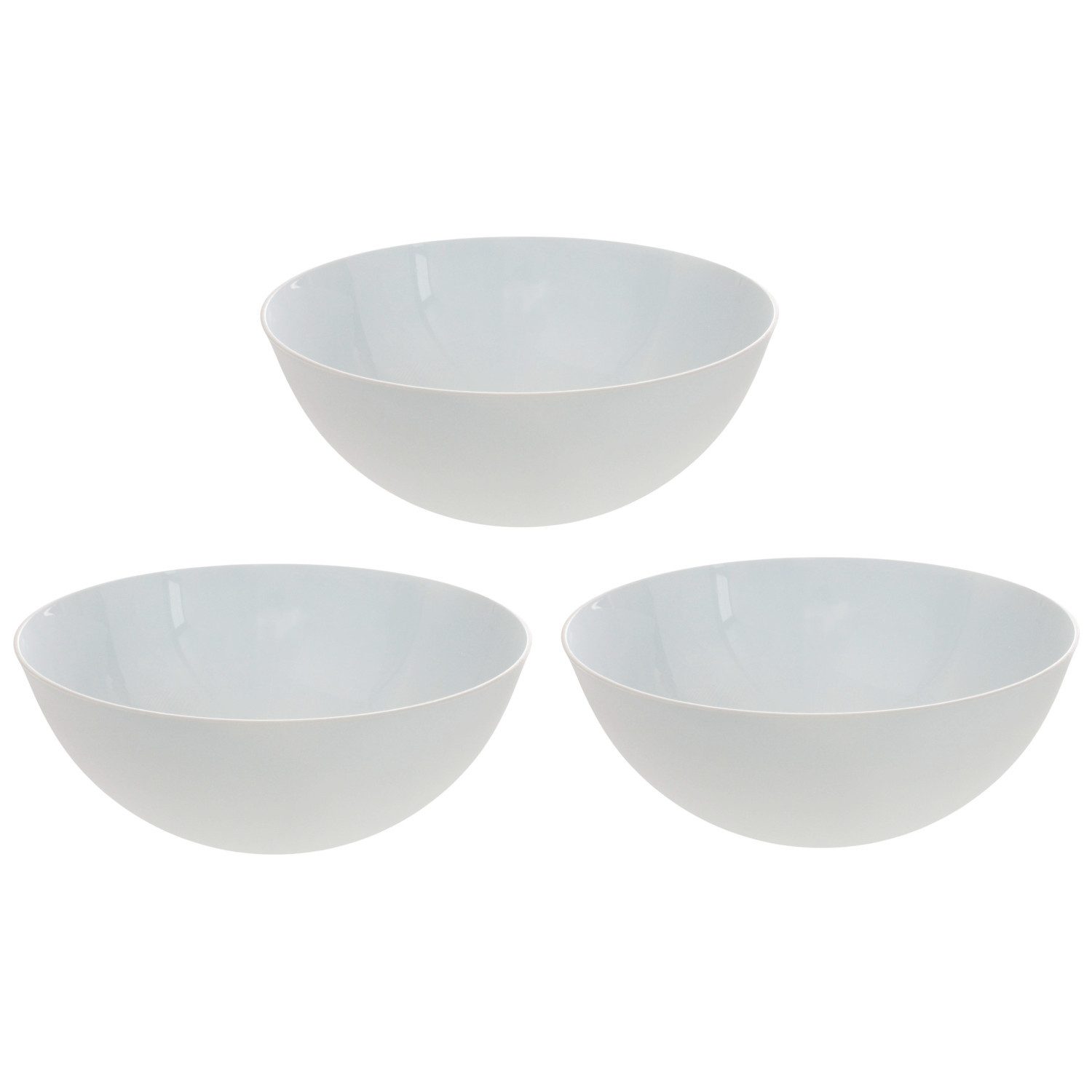 meberg Snackschale Salatschüssel 3er Set Weiß Ø25 cm H: 10 cm Kunststoff Schüssel, (Schüsselset Snackschüssel modern 2,5 L), Salatschale Schale für Salat & Pasta Servierschale Pastaschale