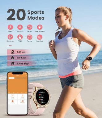 Lige Smartwatch (1,32 Zoll, iOS Android), Damen mit Telefonfunktion Fitnessuhr 20 Sportmodi Wasserdicht Sportuhr