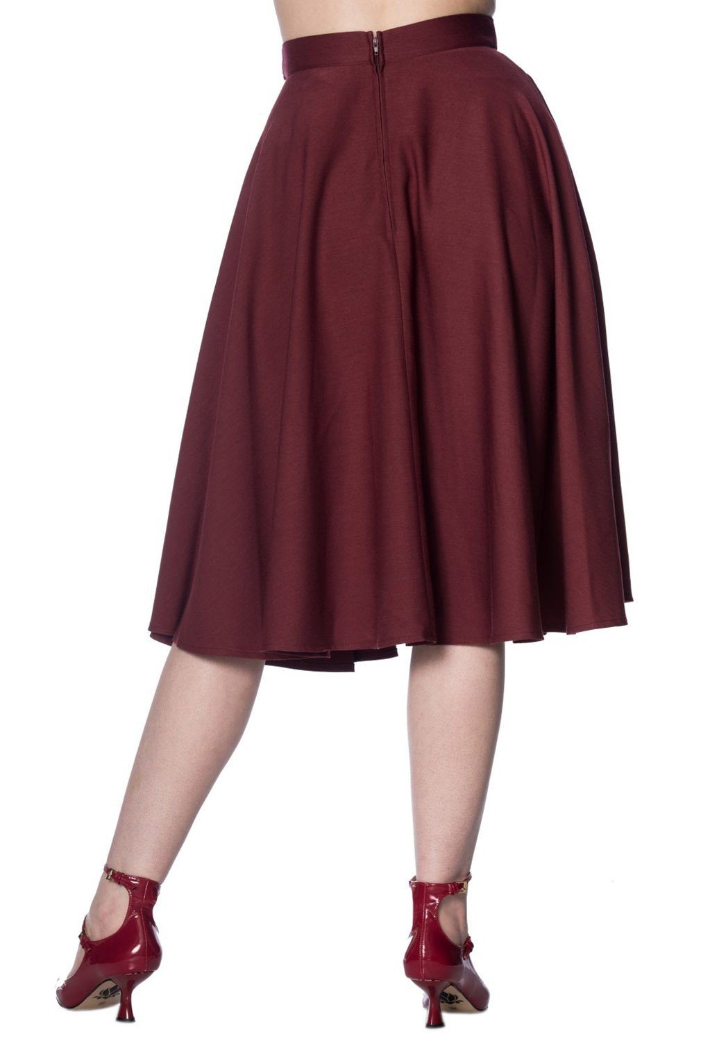 Banned A-Linien-Rock Di Di Plain Burgunder Retro Vintage Swing Skirt – Bild 3 von 4
