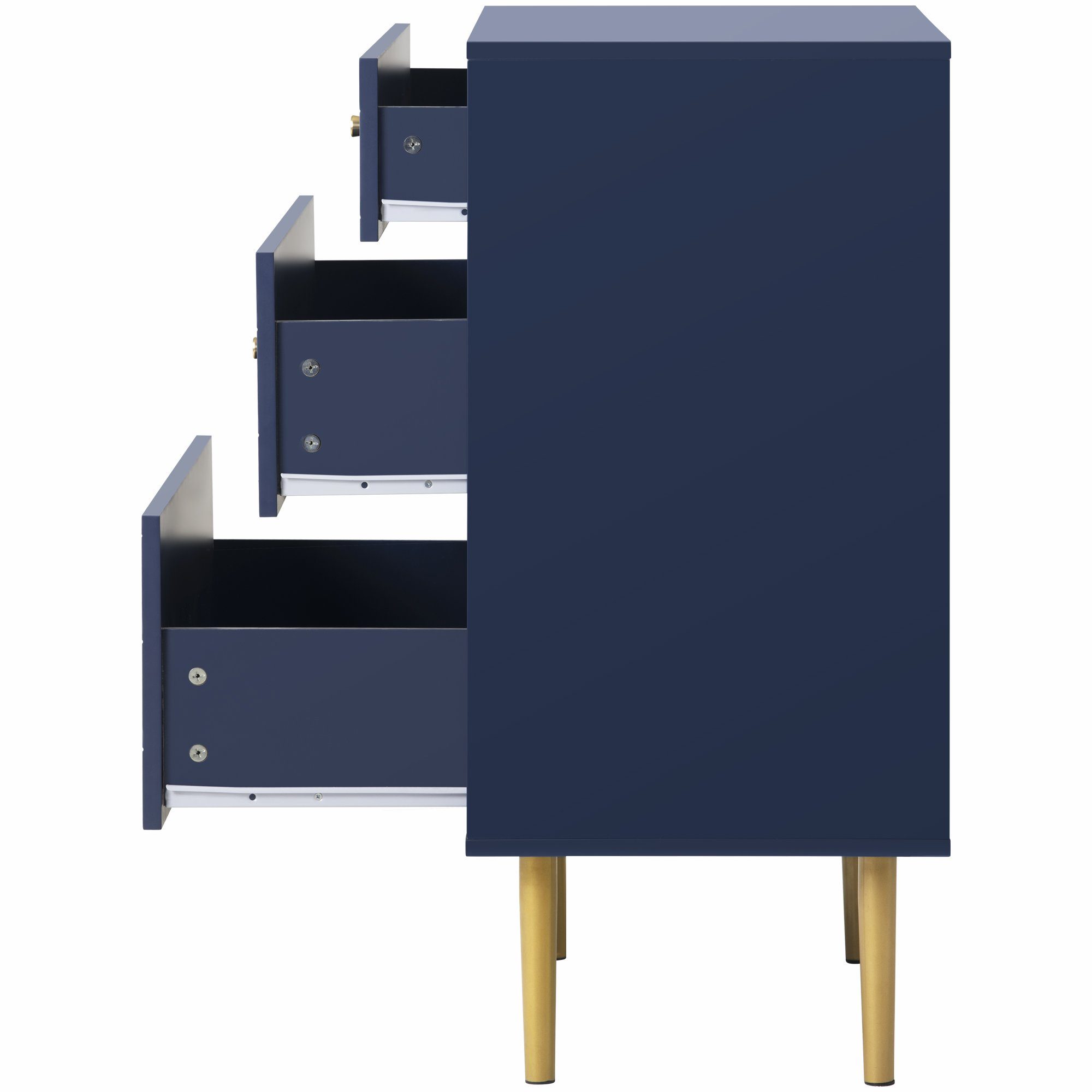 Merax Kommode aus Holz mit Fischschuppenmuster, Sideboard mit 3 Schubladen,Wohnzimmerschrank,B:75cm