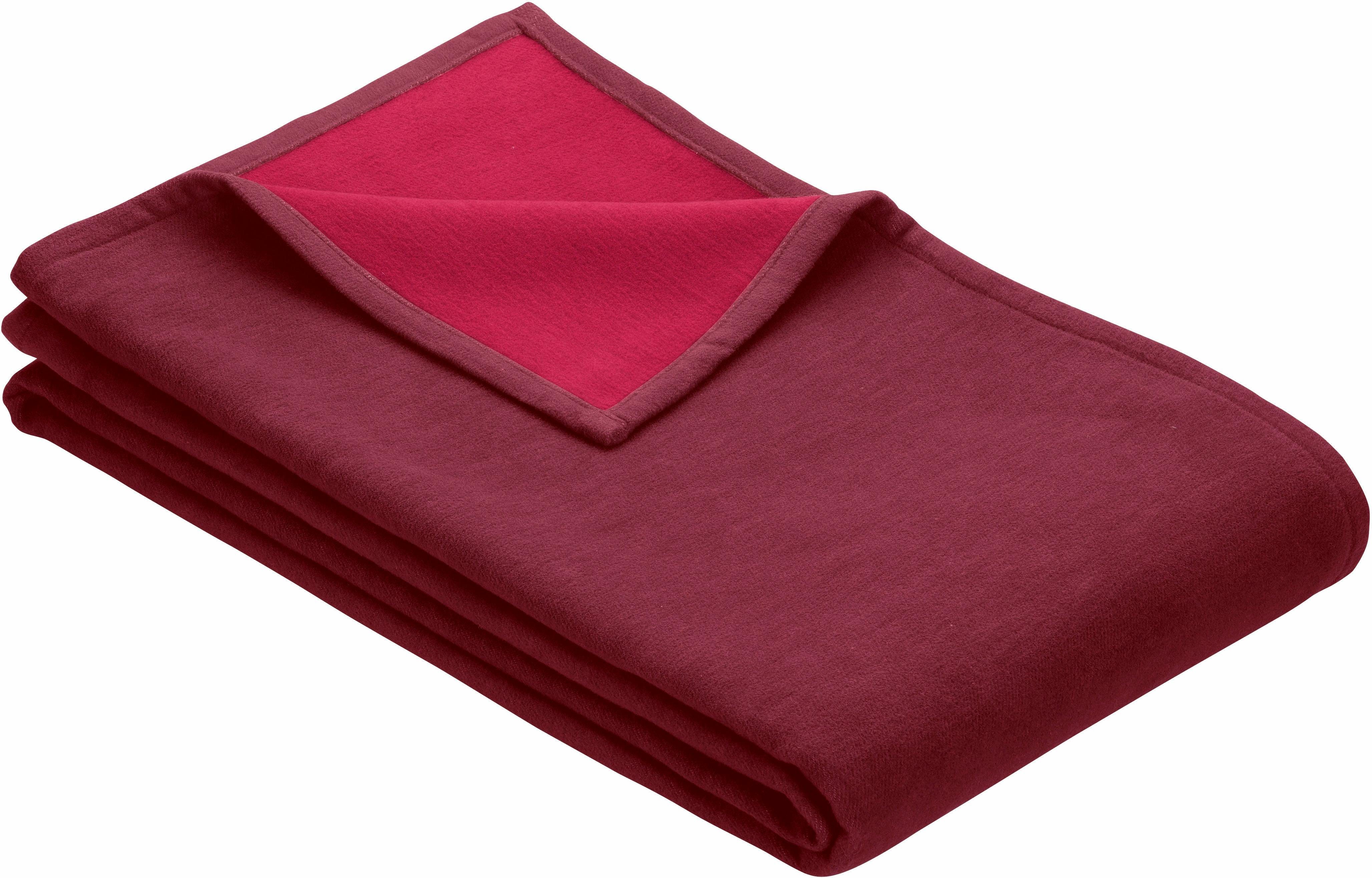 Wohndecke Cotton trendigen IBENA, in dunkelrot/rot Farben Pur