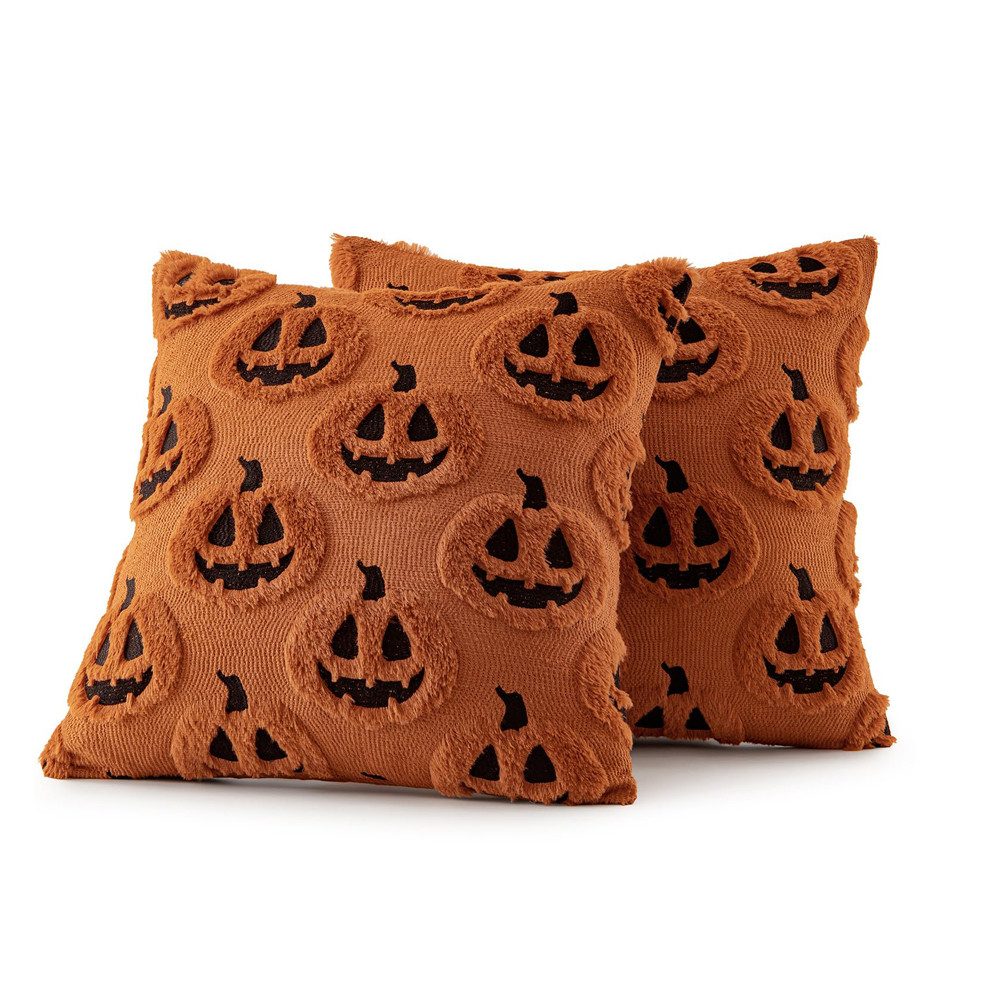 Sorvyzxn Kissenbezug Halloween Kissenbezug mit Kürbismuster 45x45cm Dekorative, (2 Stück), Kissenbezüge Kissenhülle für Thanksgiving, Herbst und Halloween