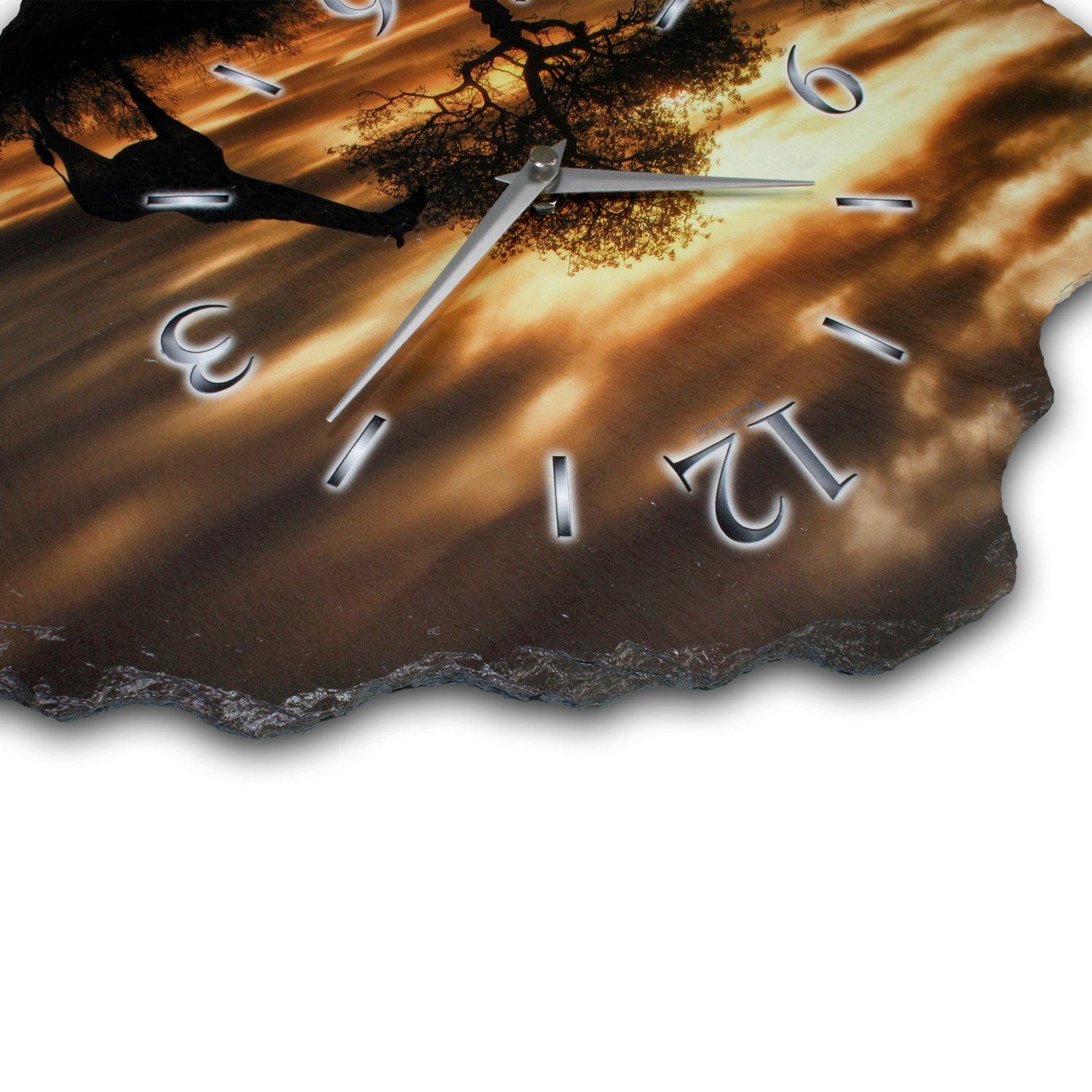 Kreative Feder Wanduhr Design-Wanduhr aus Stein (Beton) „Afrika“ (Funk- oder Quarzuhrwerk; ohne Ticken; elegant, außergewöhnlich, modern)