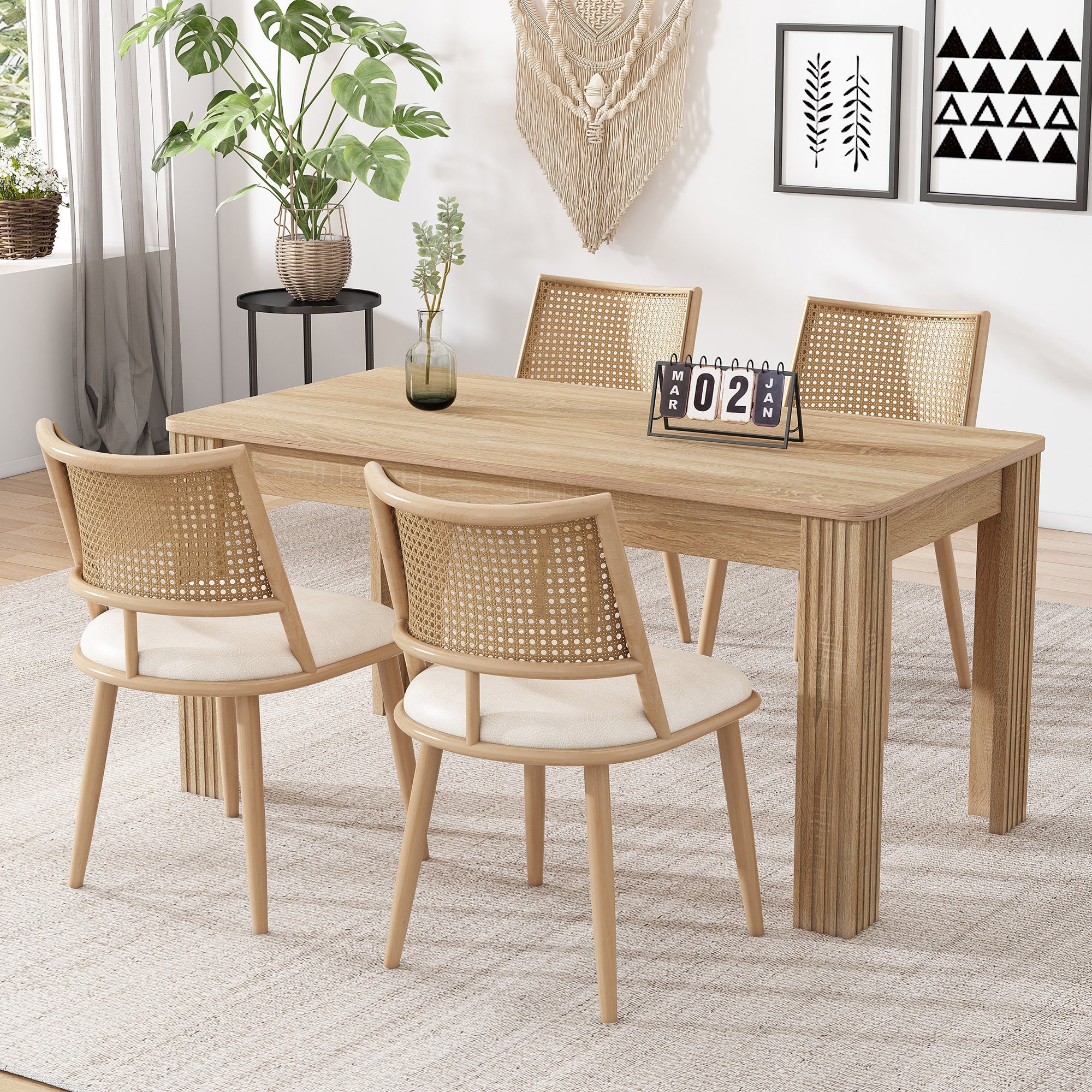 Flieks Essgruppe, (Set, 5tlg., 1 Tisch mit 4 Stühlen), Esstisch mit 4