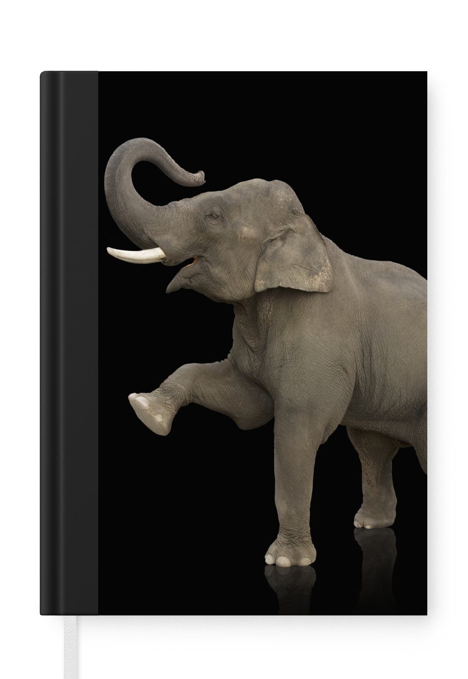 MuchoWow Notizbuch Elefant - Tiere - Schwarz - Porträt, Journal, Merkzettel, Tagebuch, Notizheft, A5, 98 Seiten, Haushaltsbuch