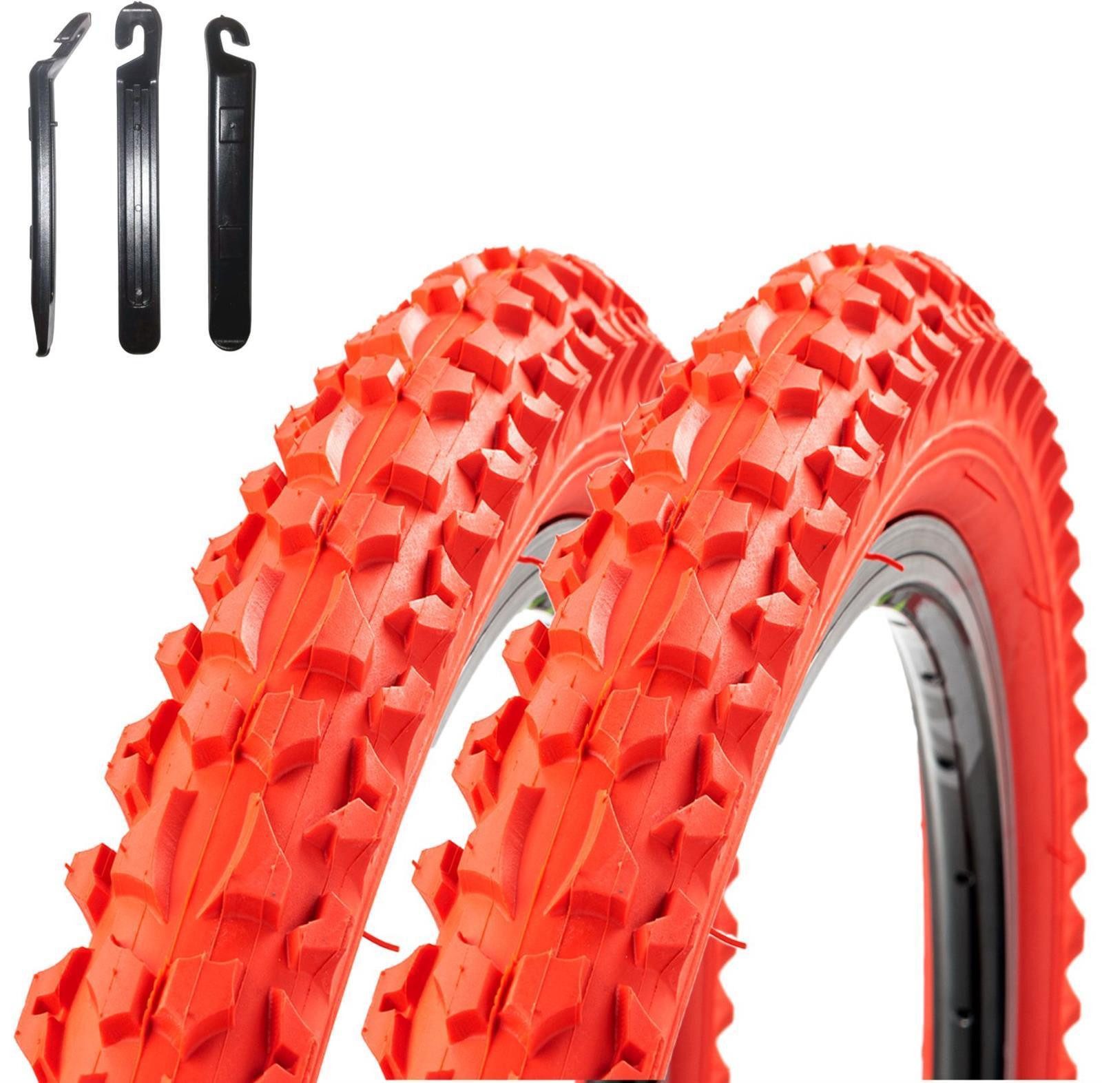 maxxi4you Fahrradreifen 2 x Roverstone Fahrradreifen 26 x 2,125 (57-559) Rot inkl. Reifenheber