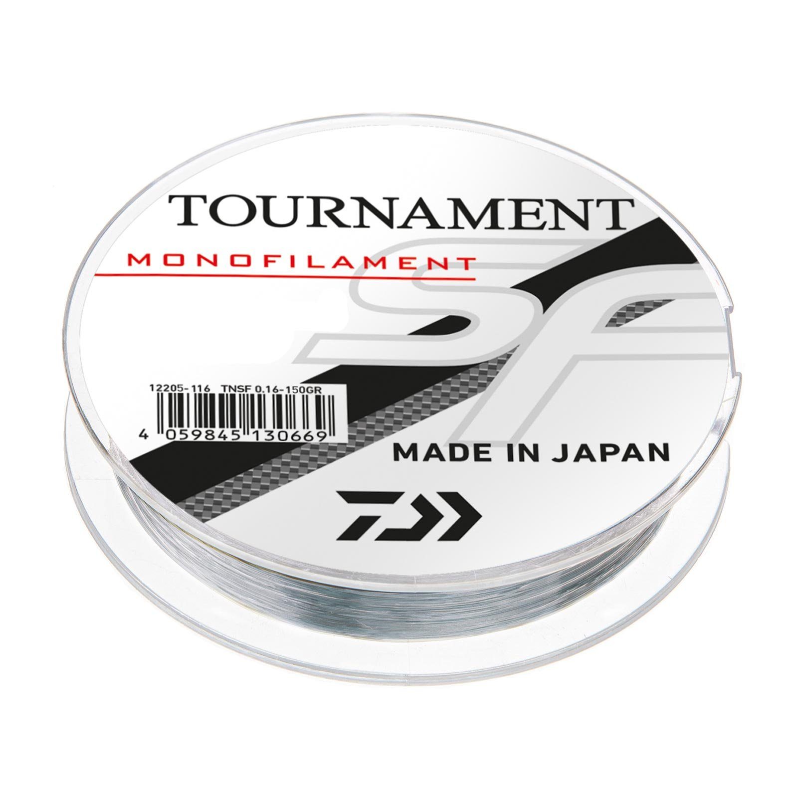 Daiwa Angelschnur, 150 m Länge, Daiwa Tournament SF Line 0,18mm 150m Grau-Transparent monofile Angelschnur