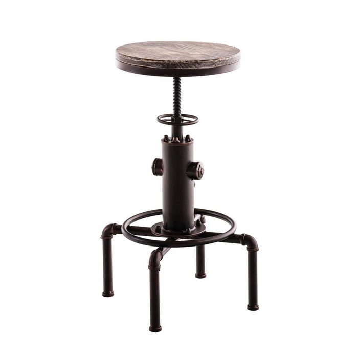 TPFLiving Barhocker Lumos (mit Fußstütze - Hocker für Theke & Küche - Tresenhocker) 4-Fuß Gestell Metall Bronze - Sitzfläche: Holz