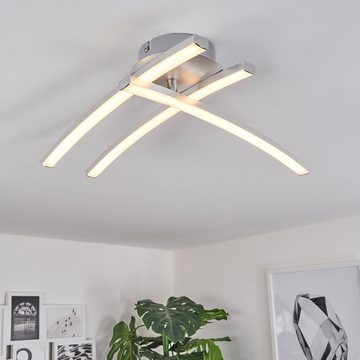 hofstein Deckenleuchte »Ferrazzano« moderne Deckenlampe aus Metall in Nickel-matt/Weiß, 3000 Kelvin, m. verstellbarem Leuchtenarm, 1440 Lumen, LED