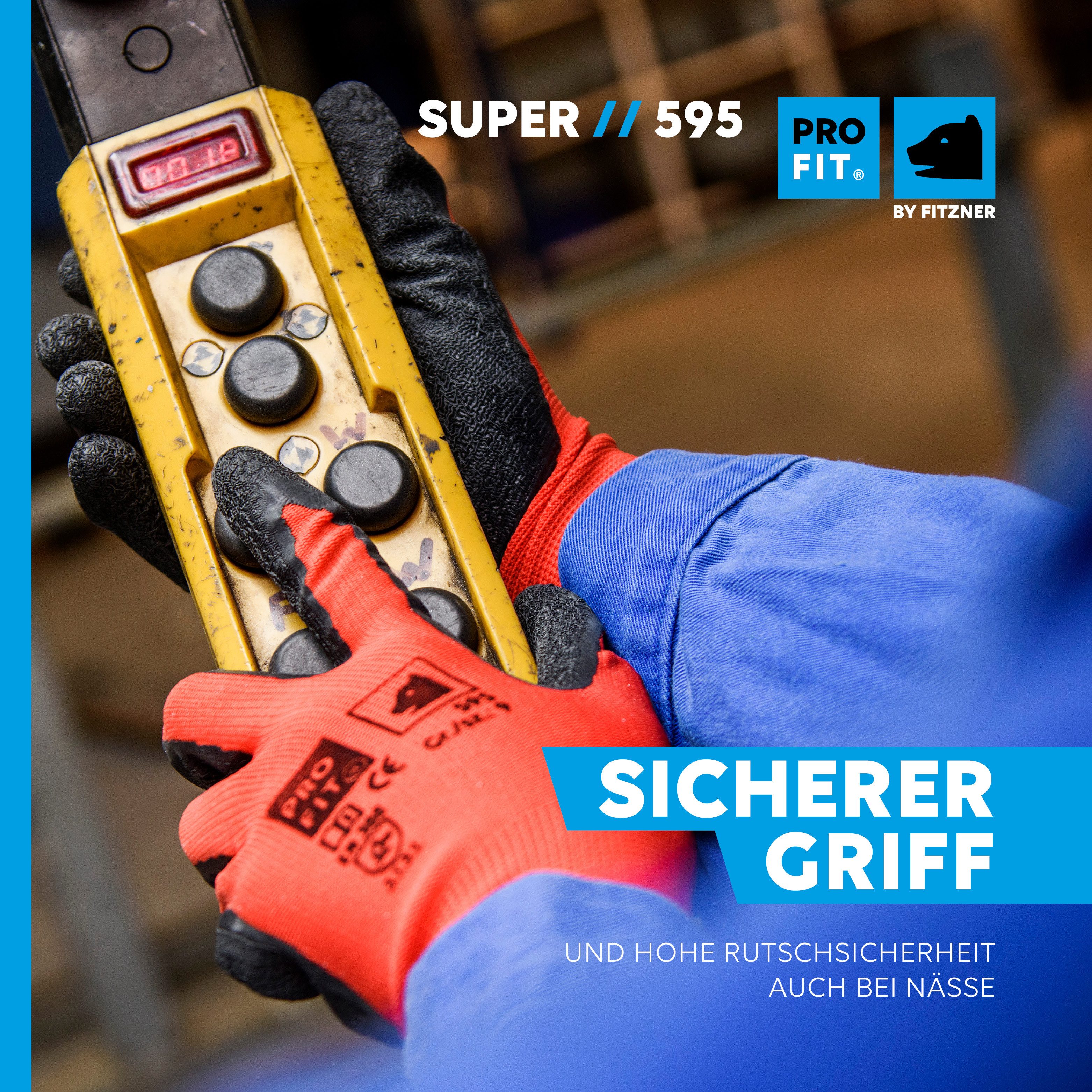 PRO FIT Mechaniker-Handschuhe Latex-Feinstrickhandschuh, Arbeitshandschuhe, Unisex (12, Paar) Wasserdichte Handinnenfläche