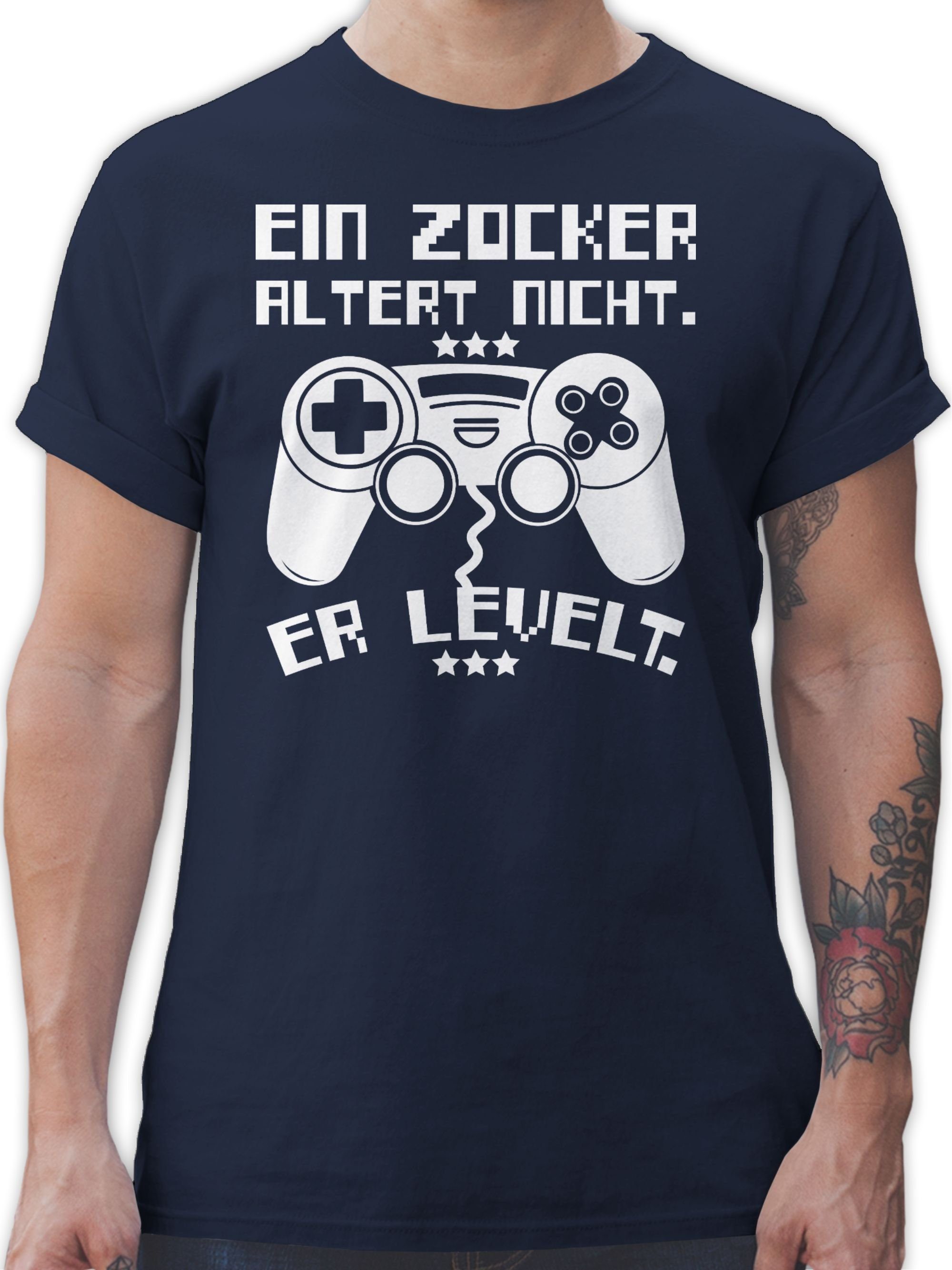 T-Shirt Ein Zocker altert nicht - er levelt weiß