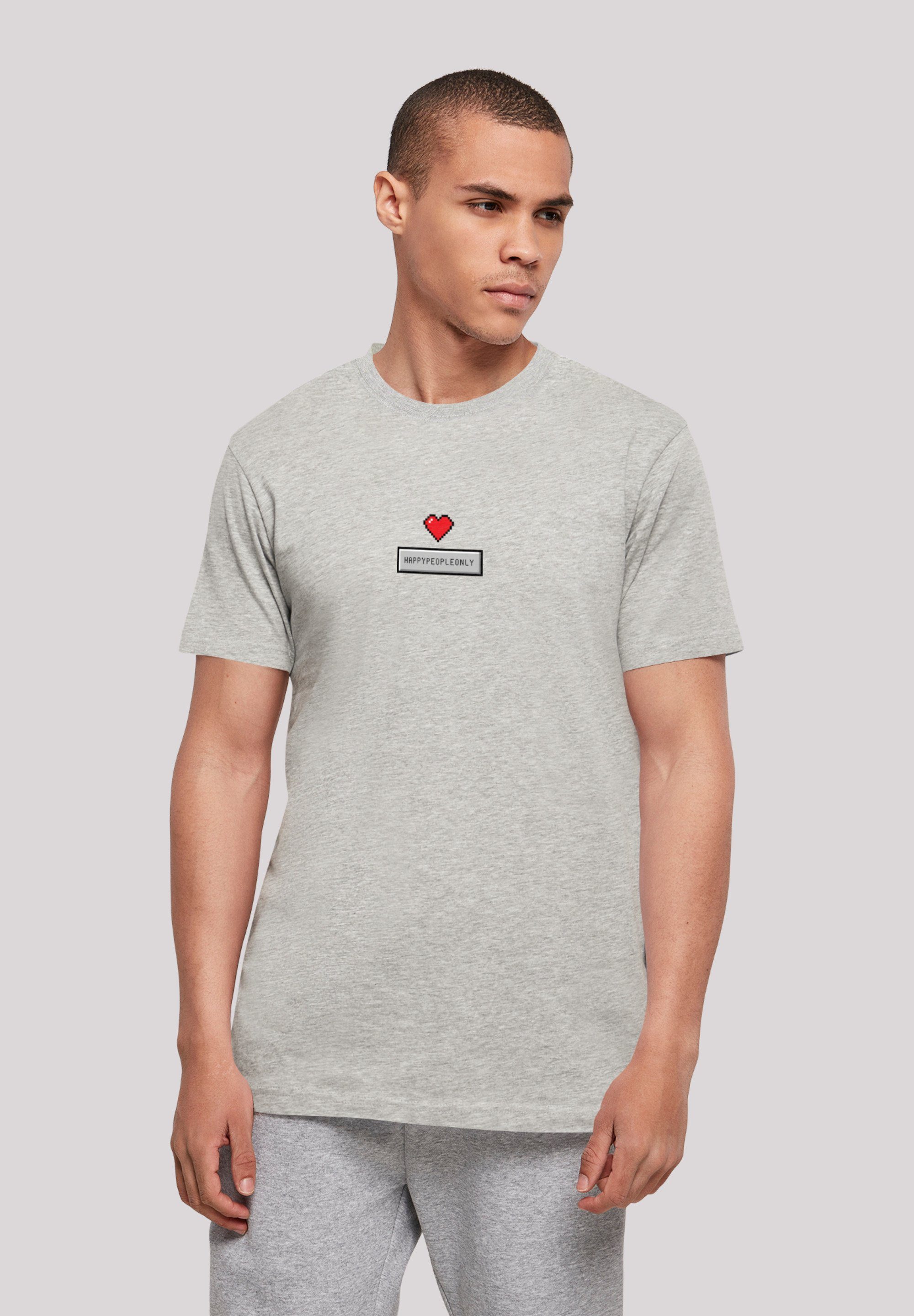 F4NT4STIC T-Shirt Happy New Year Pixel Herz Print heather grey | T-Shirts
