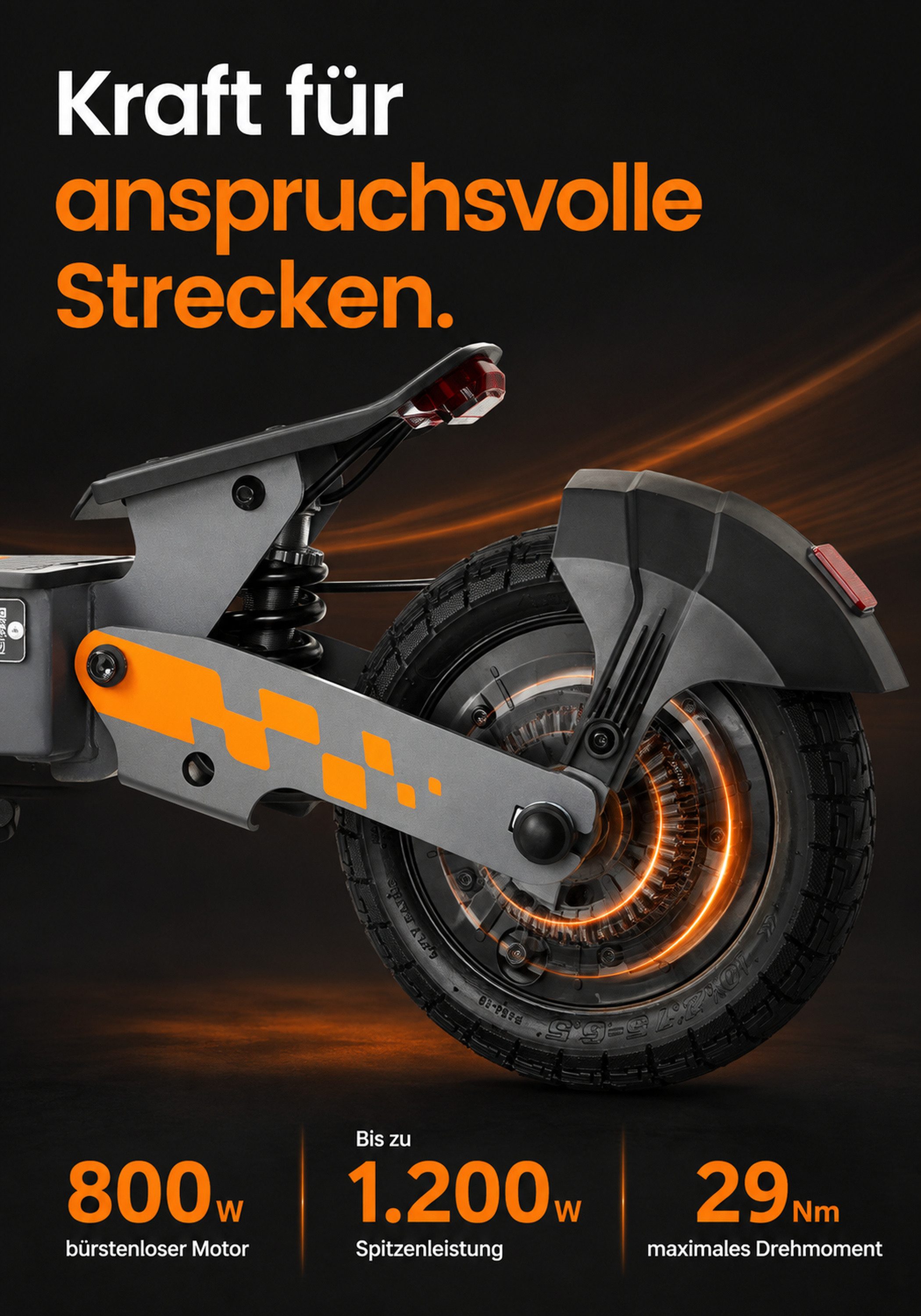 ZWHEEL E-Scooter KuKirin G2 E-Scooter 800W 48V 15.6Ah 55km 45km/h 10 Zoll klappbar, Federgabelung Dualfederung LED Display Scheibenbremse IPX4 Akku – Bild 4 von 5