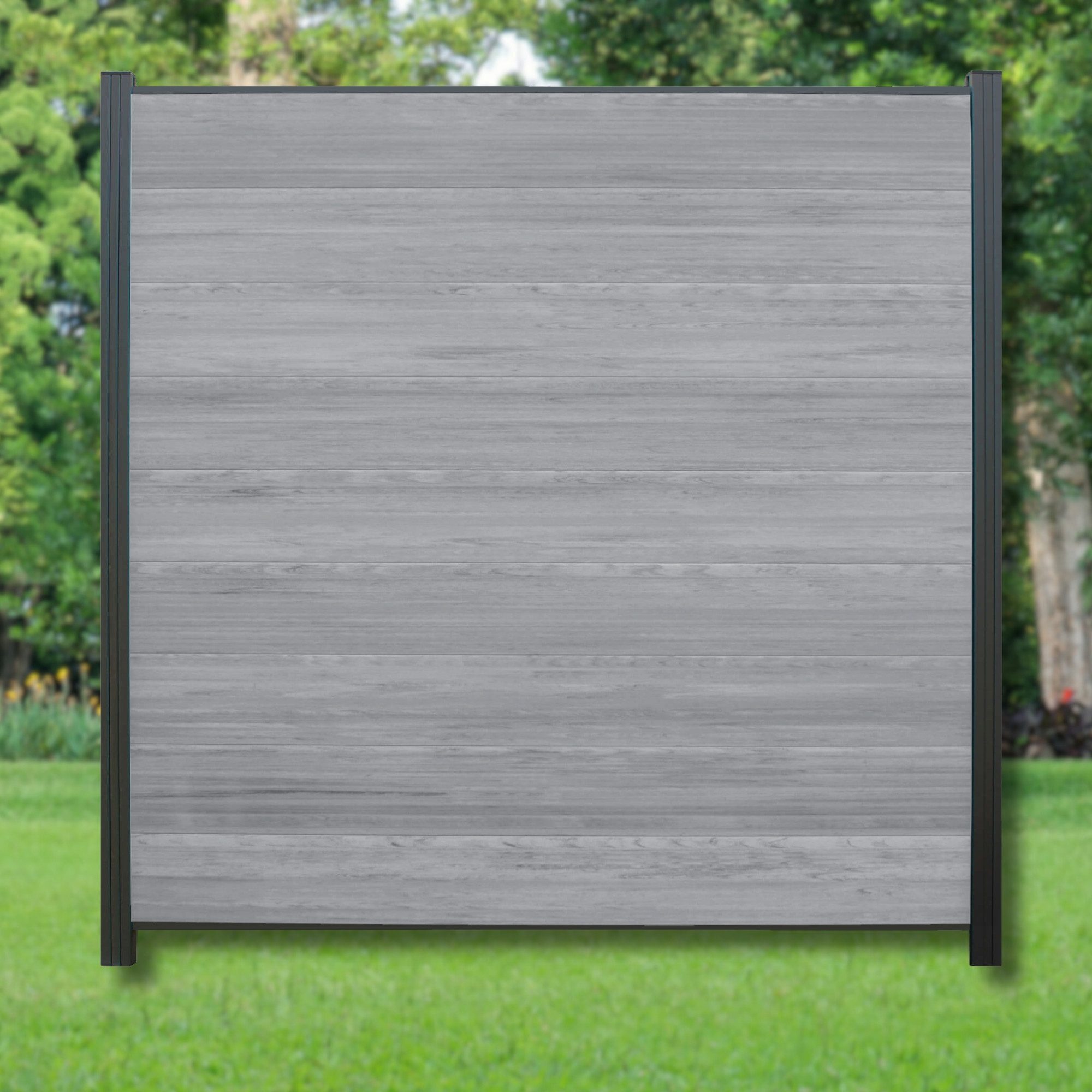 WPC Profi Zaun Komplettset grau anthrazit mix Sichtschutz Steckzaun Paneel 180x180cm, (Komplettset, mit Start- und Abschlussleisten, Pfosten und Zubehör)