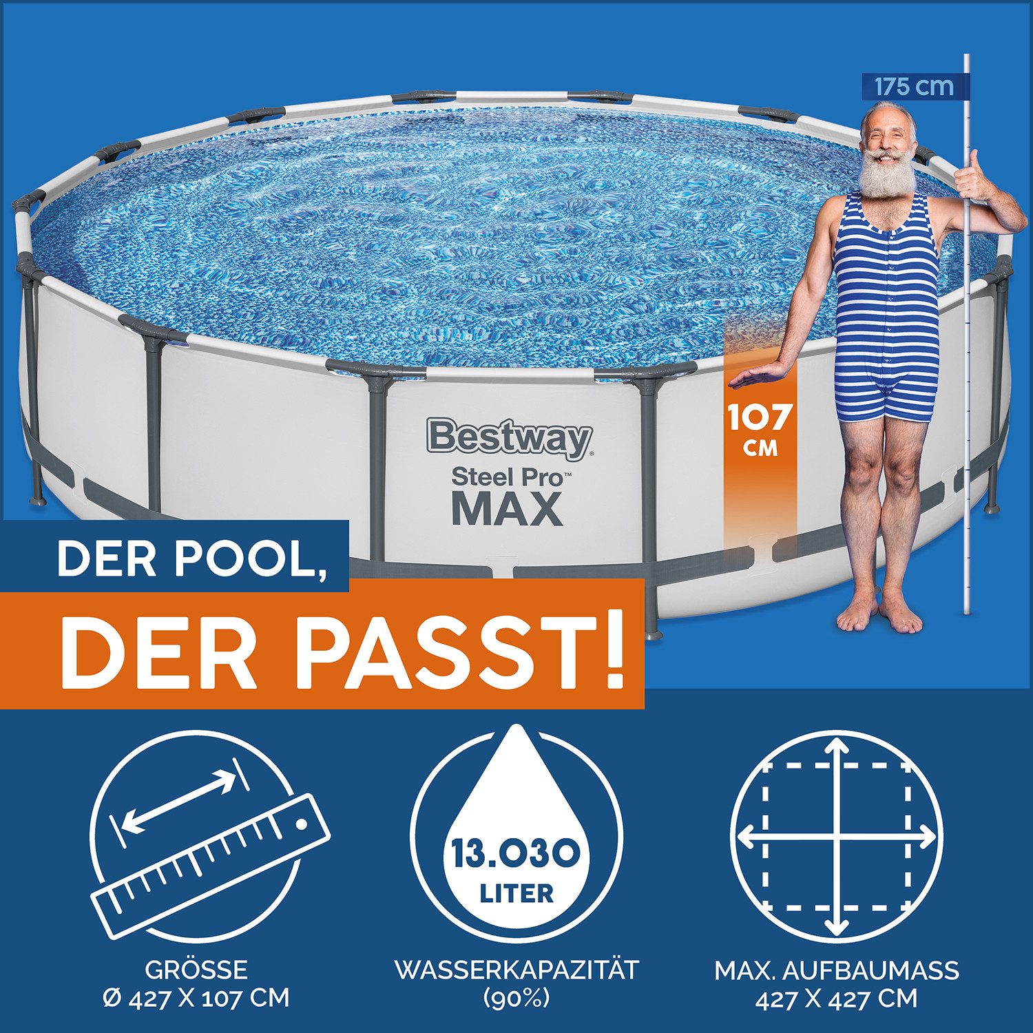 Bestway Framepool Steel Pro MAX™ (Set, Inkl. Filterpumpe, Abdeckplane & Sic günstig online kaufen