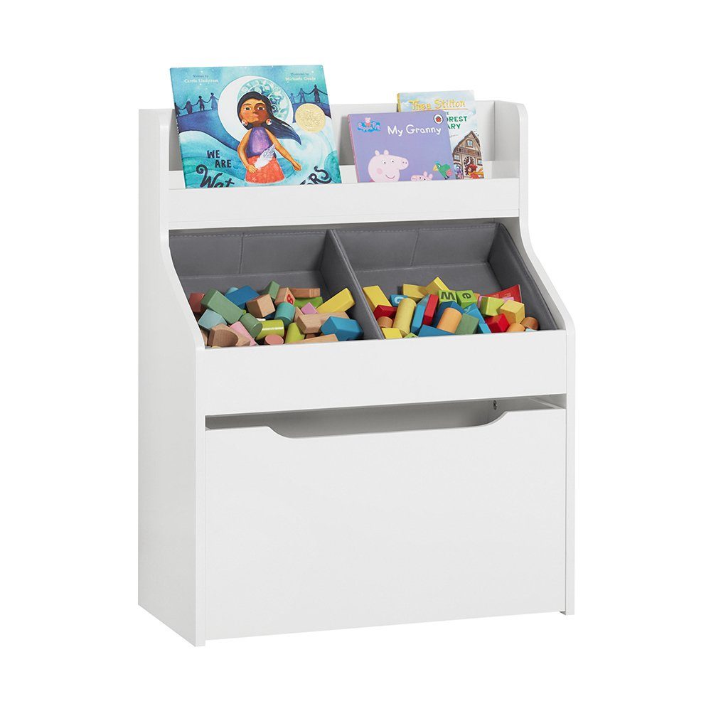 SoBuy Bücherregal KMB71, Kinderregal mit 2 Stoffboxen Aufbewahrungsregal Kinderzimmer