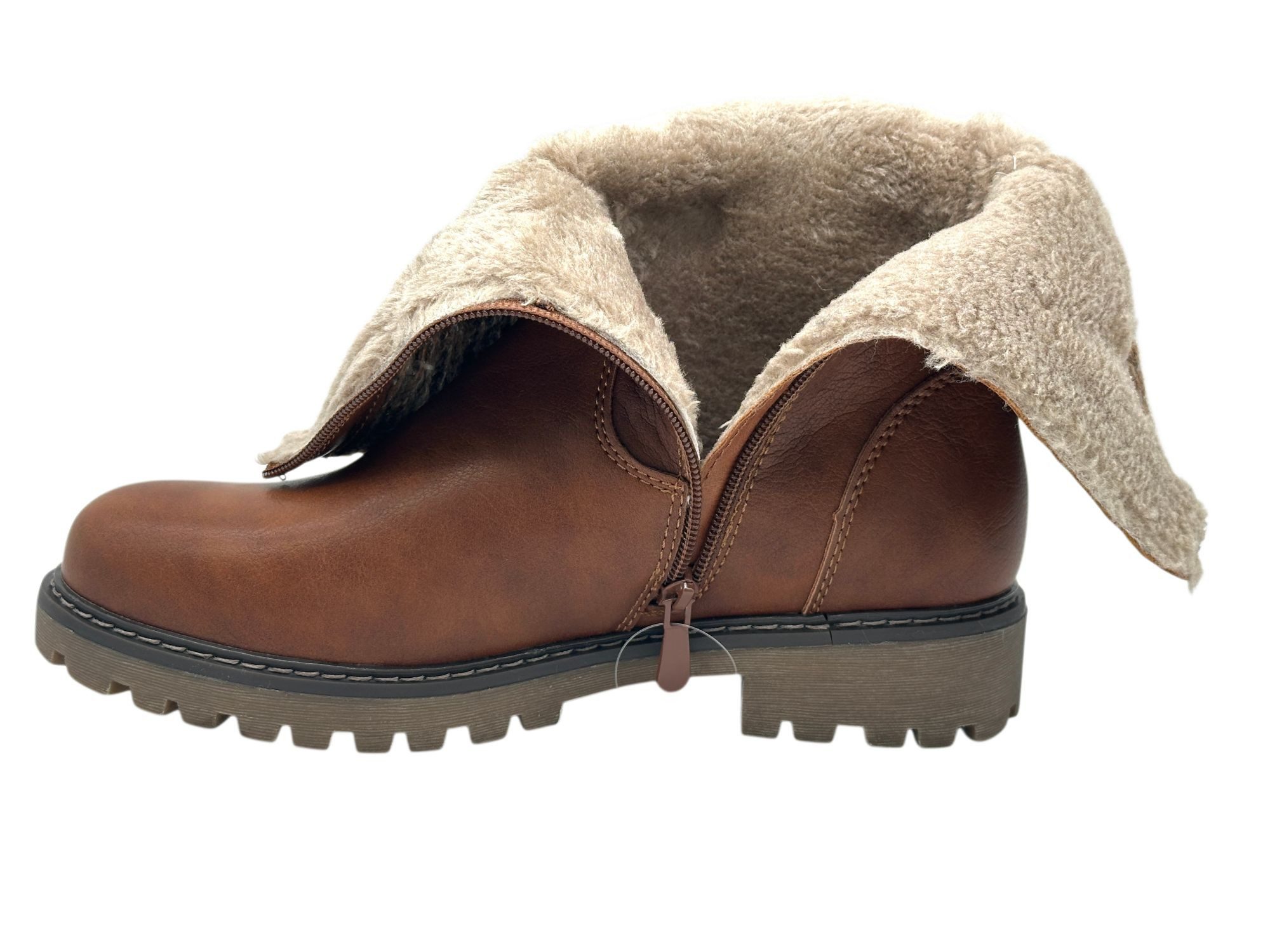 Nowaland Winterboots Damen mit Strickbund und dekorativer Schnürung Winterboots Mit weichem Strickbund, gerafftem Schaft und dekorativer Kordel – Bild 5 von 5