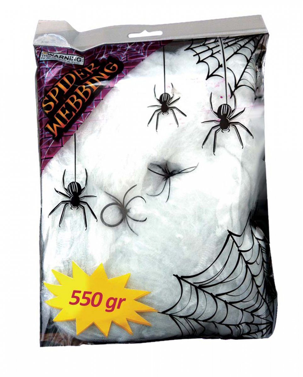 Horror-Shop Dekofigur Künstliche Spinnweben 500g mit 4 Spinnen als Deko-