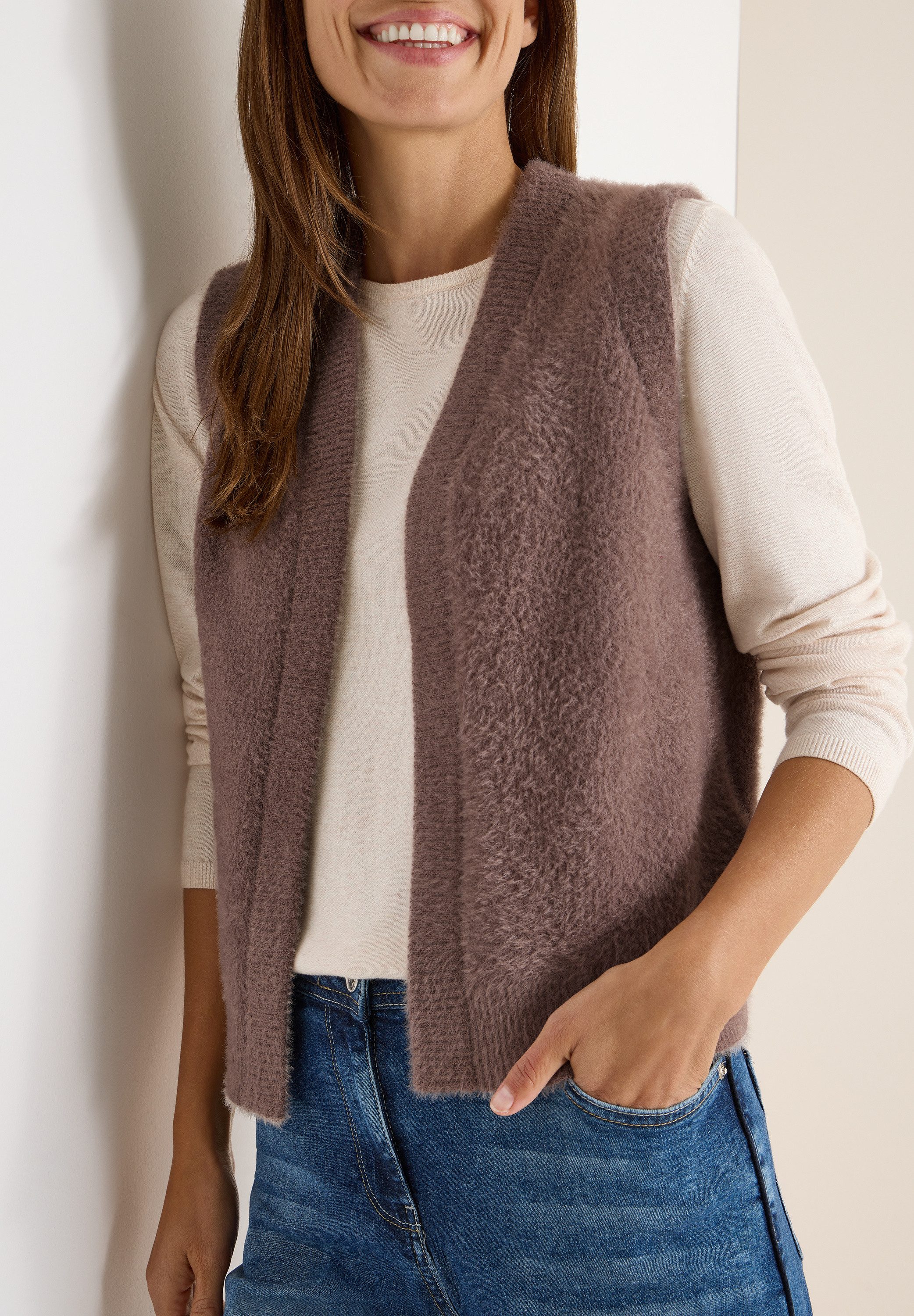 CECIL Plüschweste Federgarnweste, offen günstig online kaufen