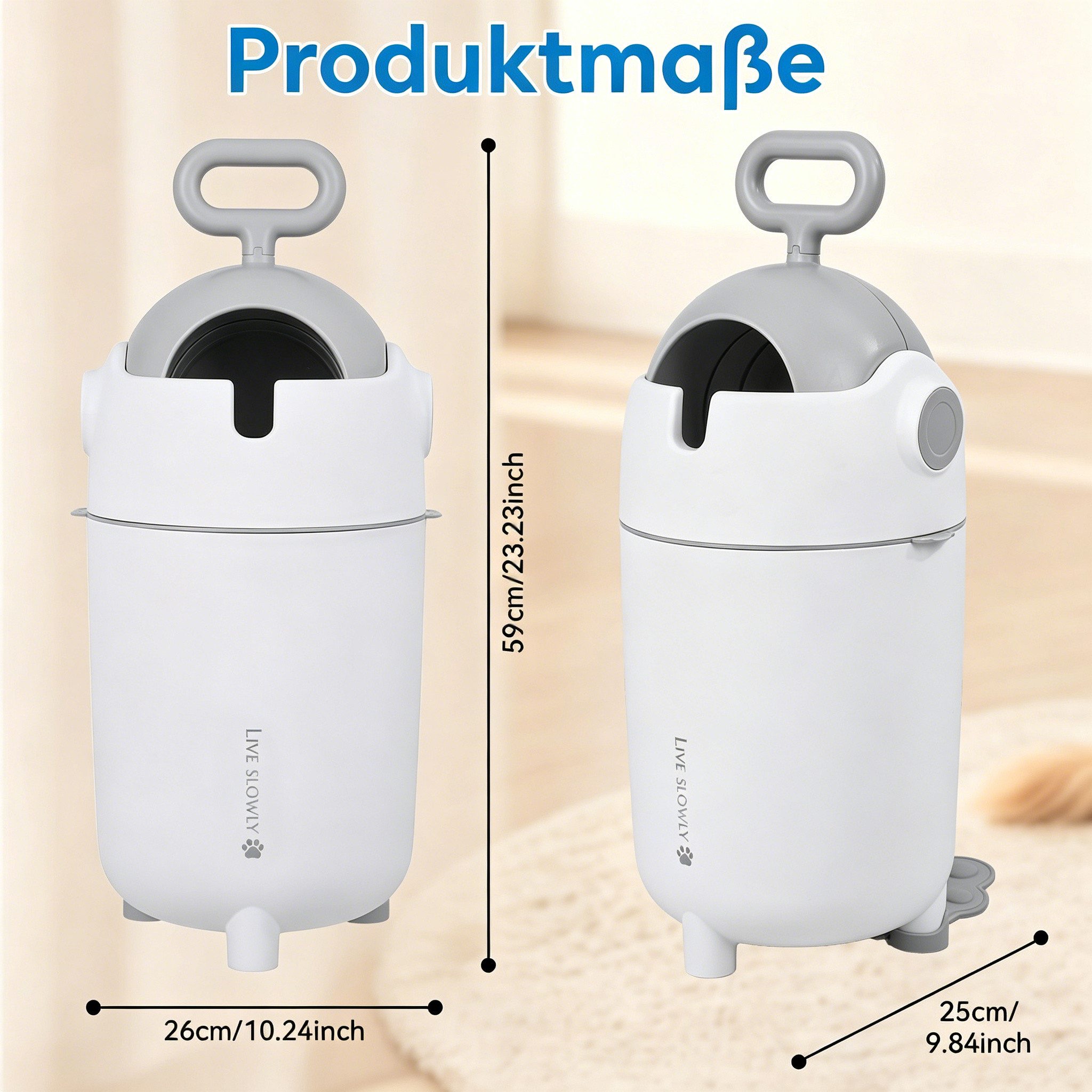 Rutaqian Windeleimer Baby Windeleimer 12L, Geruchsdichter Windelmülleimer mit Trennfach, Windel Eimer Cartoon Design, Geruchsarme Windeltonne Große Kapazität