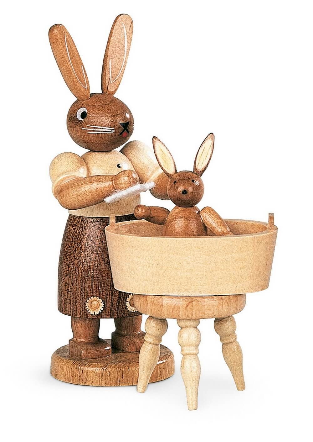 Müller Kleinkunst GmbH Seiffen Osterhase Hasenmutter mit badendem Kind natur von Müller Kleinkunst, Original von Müller Kleinkunst!