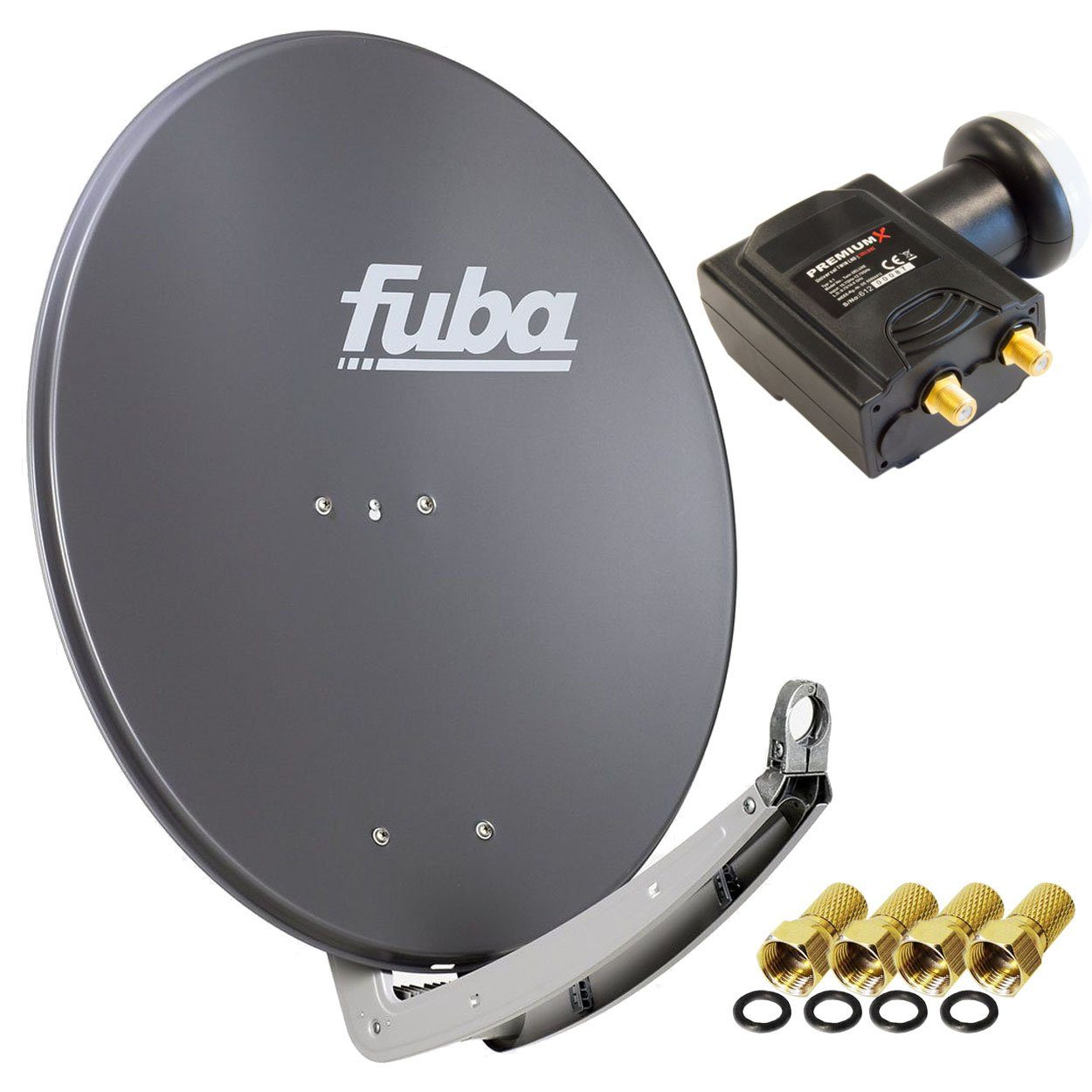 daa 780 Satellitenantenne Alu Anthrazit DELUXE Twin LNB Sat SAT-Antenne