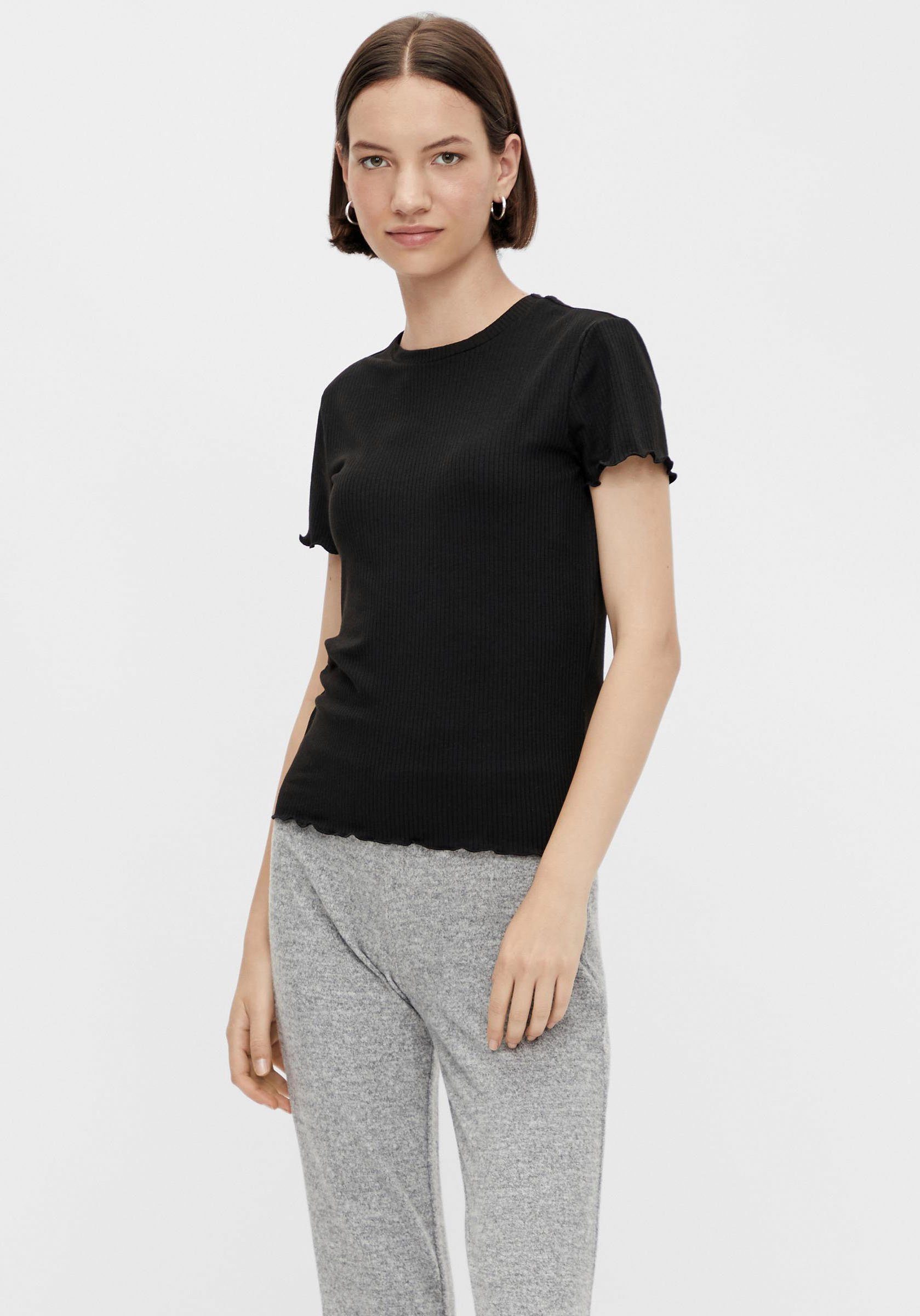 pieces Kurzarmshirt PCNICCA SS O-NECK TOP KAC BFD Viskosemischung, slim fit