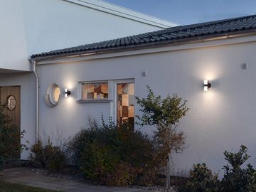 KONSTSMIDE LED Außen-Wandleuchte, LED wechselbar, warmweiß, Fassadenlampe Haus-wand & Carport beleuchten Außenlicht Schwarz 19,5cm