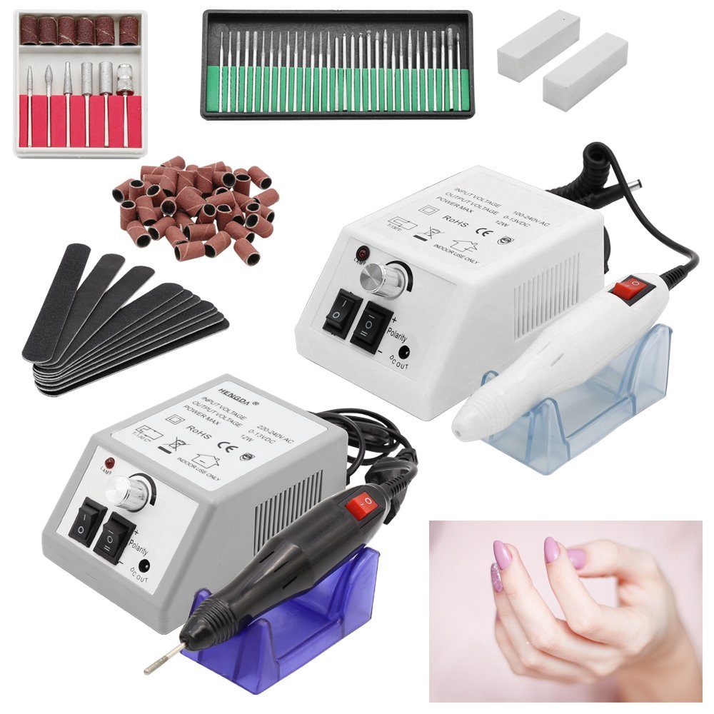 Randaco Maniküre-Pediküre-Set Elektrische Nagelfräser Nagelfeile Maniküre Diamantschleifer Grau