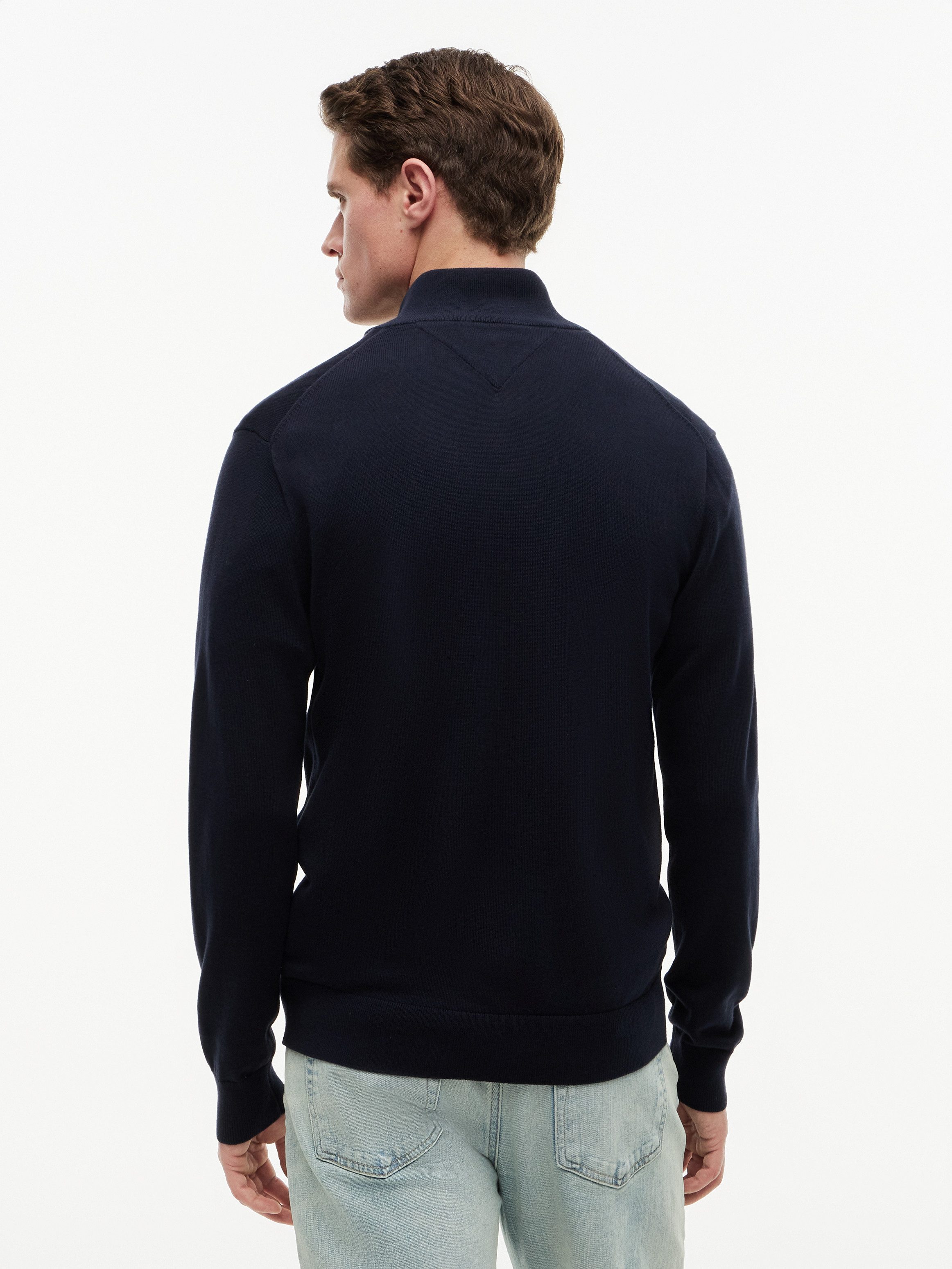 Tommy Hilfiger Strickjacke ESSENTIAL COTTON ZIP THRU mit Logostickerei
