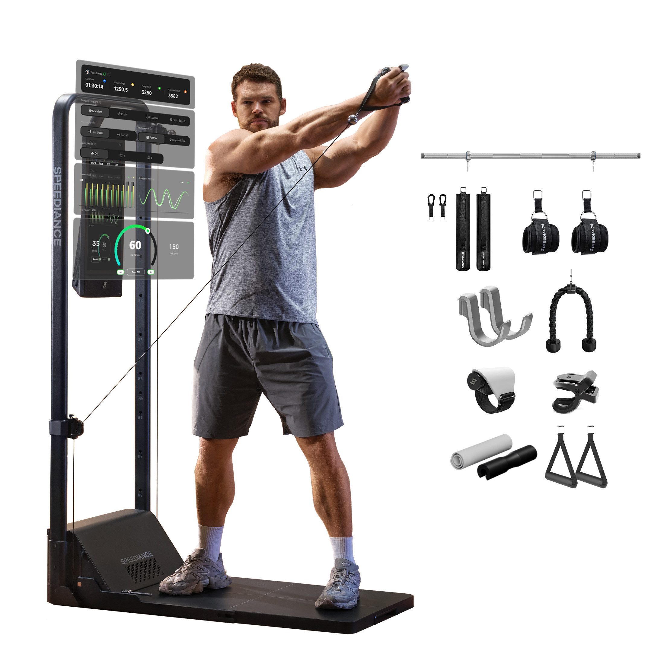 SPEEDIANCE Kraftstation Gym Monster 2, verbessertes KI-gesteuertes All-in-One Home Gym, Multifunktionale Smith-Maschine, Ganzkörper-Krafttrainingsgerät