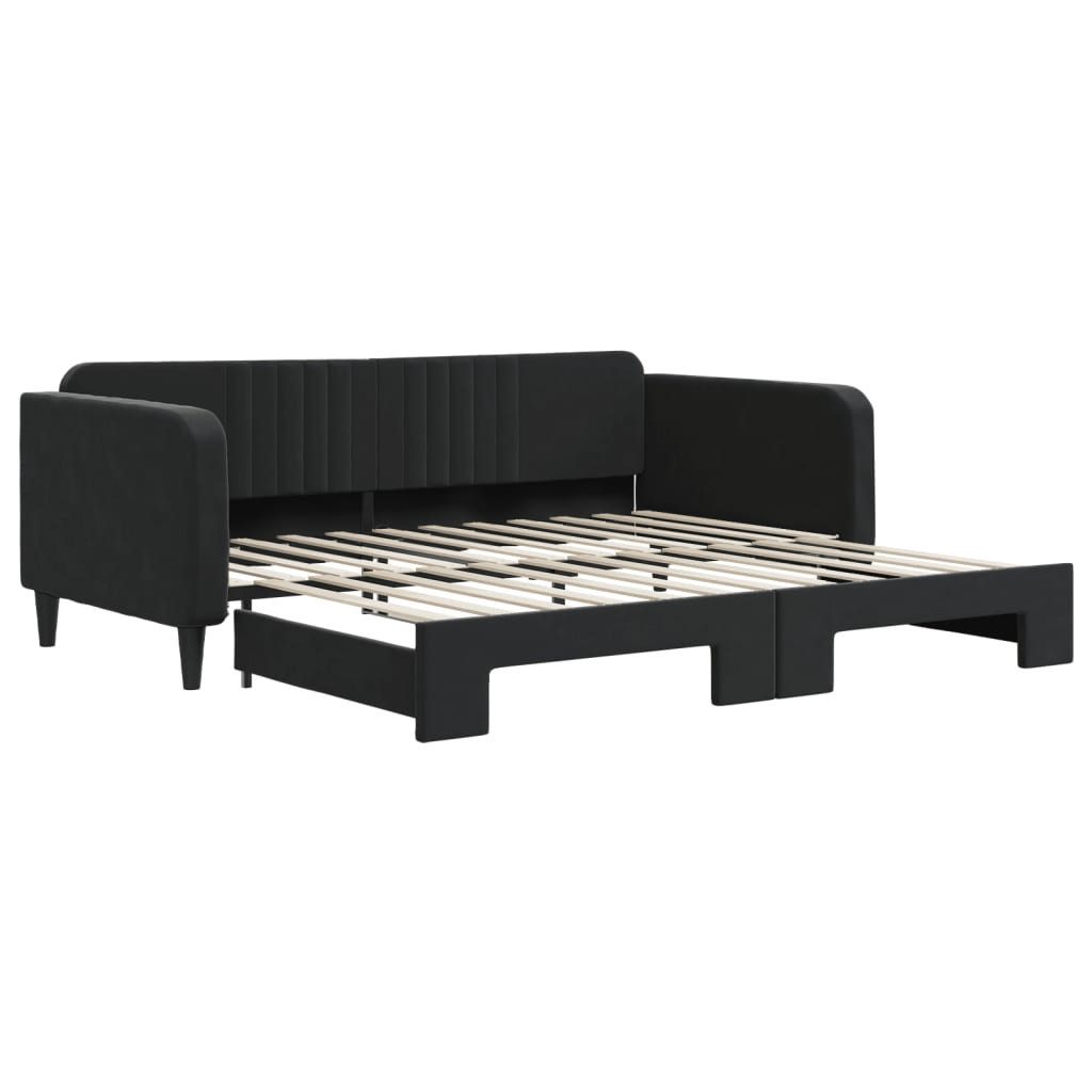 vidaXL Bett, Tagesbett Ausziehbar Schwarz 100x200 cm Samt günstig online kaufen