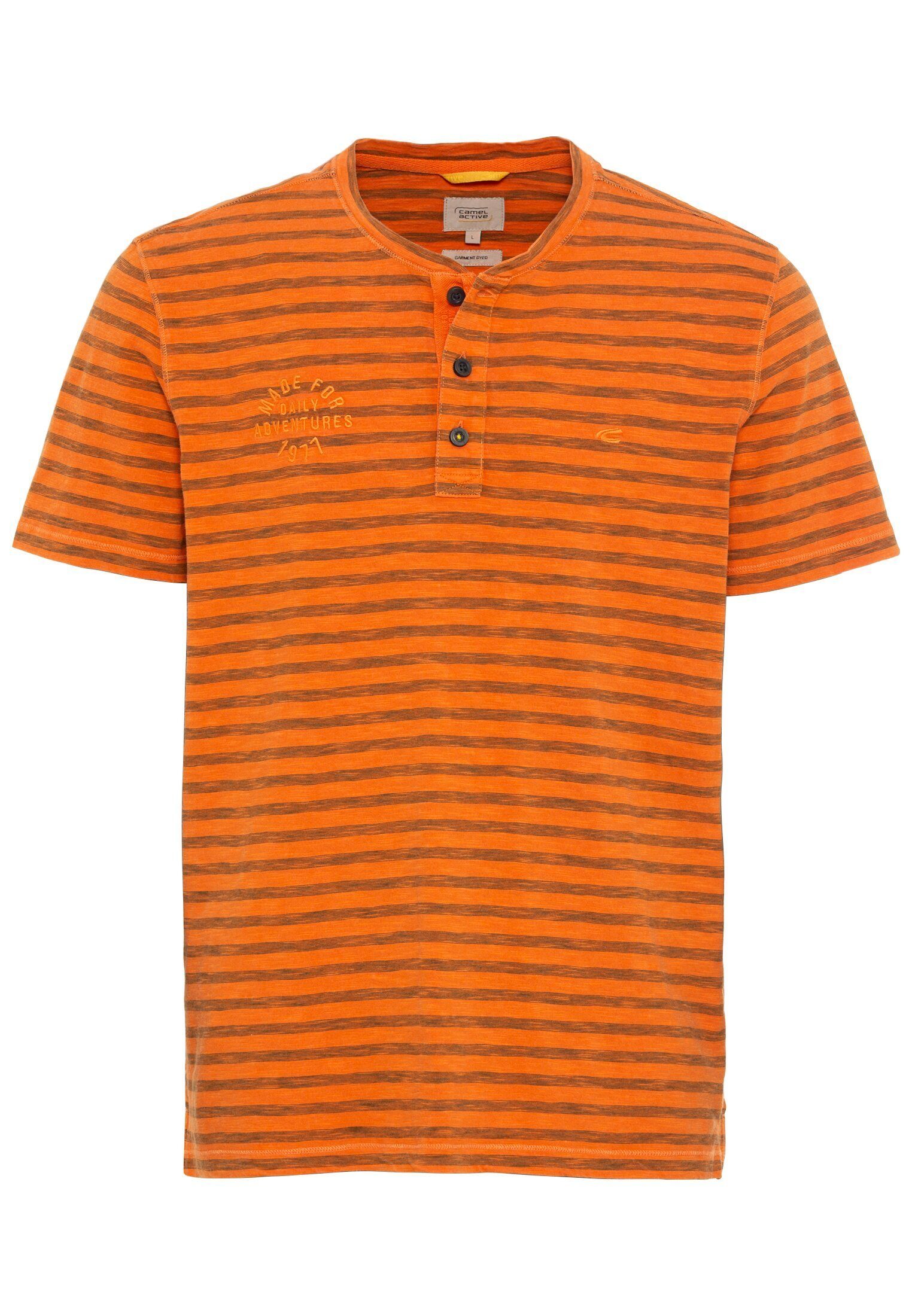 mit camel Streifenmuster Orange Henleyshirt active