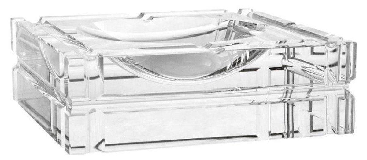 Casa Padrino Aschenbecher Designer Kristallglas Aschenbecher 21 x 21 x H. 6,7 cm - Luxus Edition