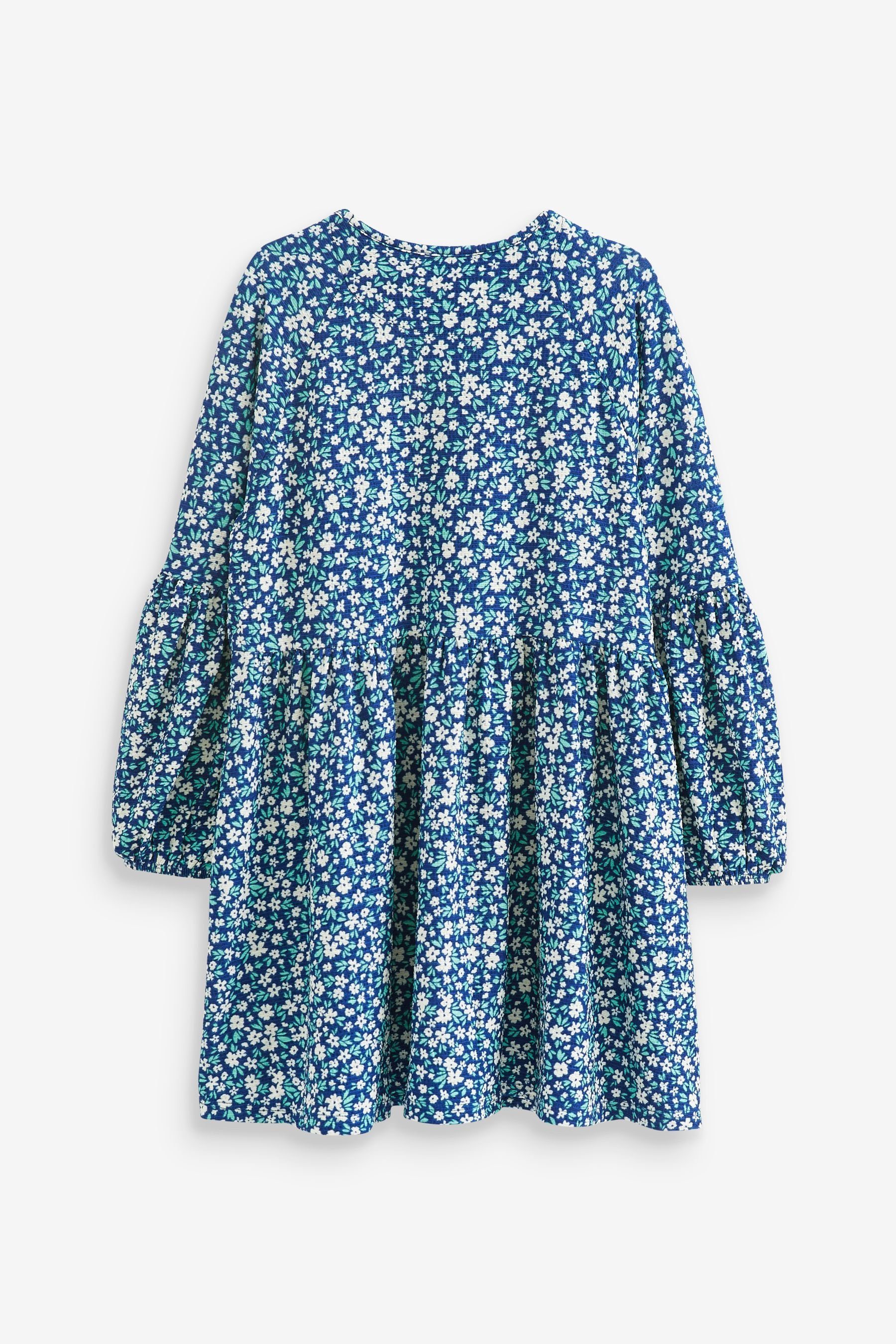 Next Blue Jerseykleid (1-tlg) Kleid Langärmeliges Floral