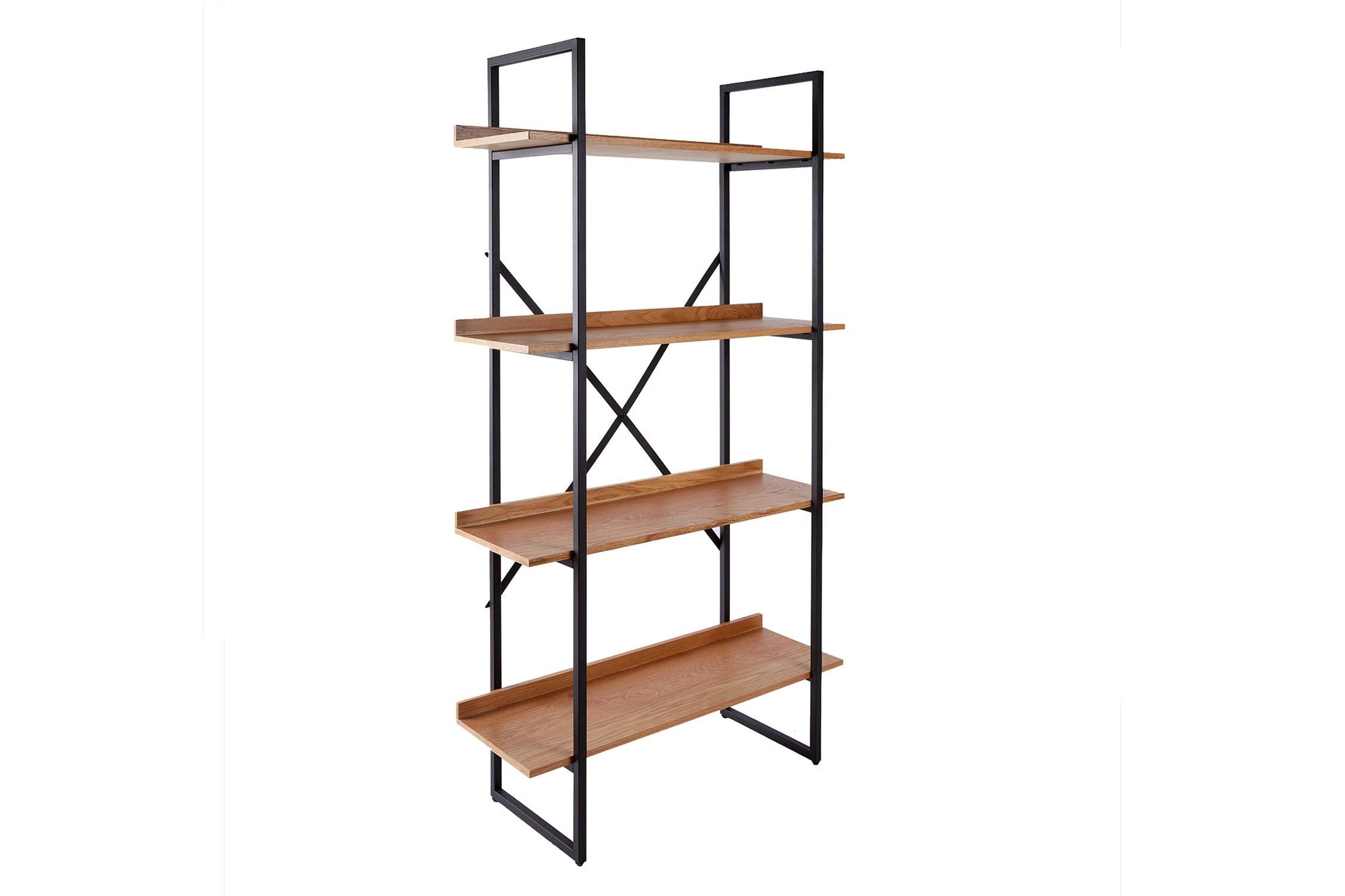 Licht-Erlebnisse Standregal JAMESON, Echtholzfurnier Metall 90 x 166 cm in Eiche Schwarz Industrial