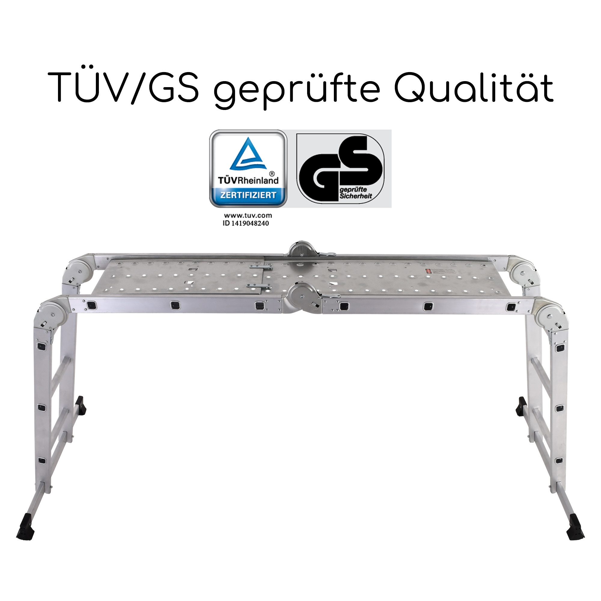 Raburg multi-purpose ladder, multi-jointed ladder, extension ladder, step ladder & work platform, Stage, foldable universal ladder, TÜV/GS certified, up to 150 kg