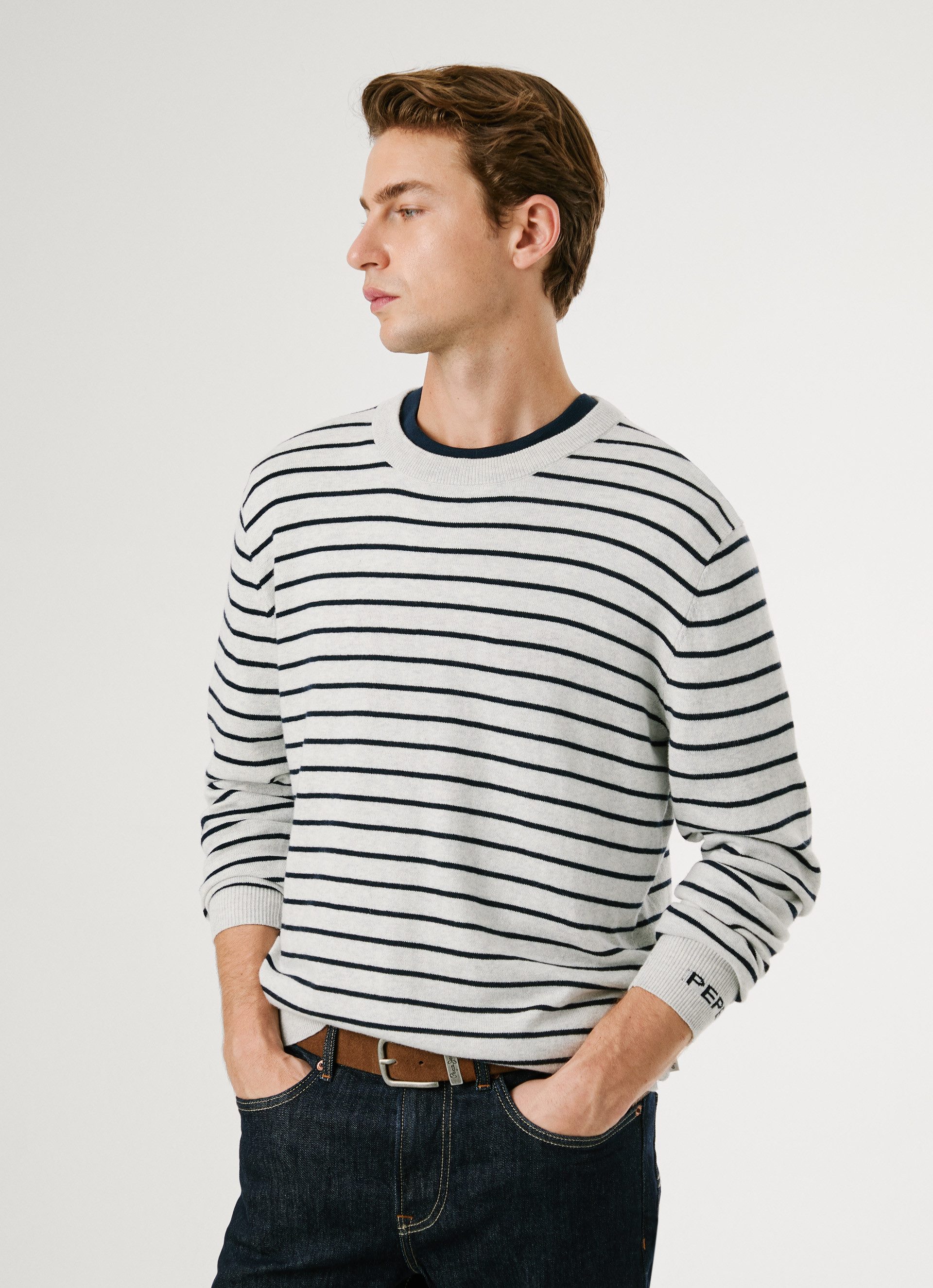 Pepe Jeans Rundhalspullover ANDRE STRIPES mit Kaschmir-Anteil, gestreift günstig online kaufen