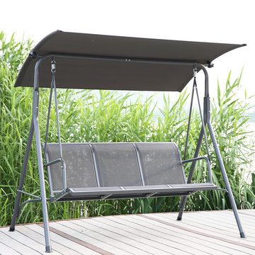 Angel Living Hollywoodschaukel Gartenschaukel 3 Sitzer mit Sonnenschutz aus Stahl, 3,00-Sitzer, Größe : 170cm x 110cm x 152cm