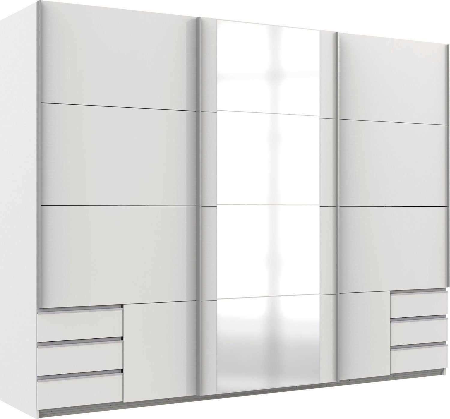 Wimex Kleiderschrank Emden (Emden, Schwebetürenschrank) 270x64x210cm weiß  Spiegel